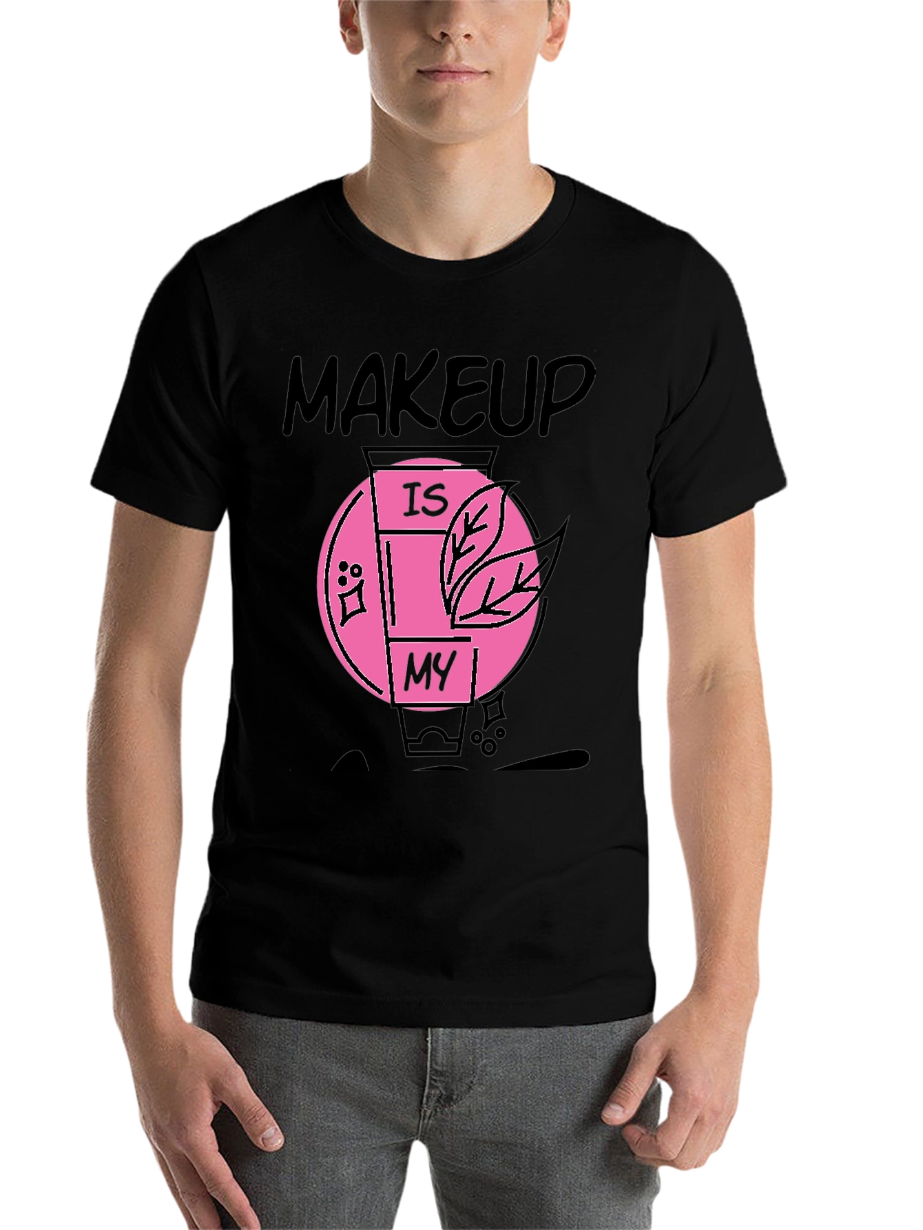 Black Makeup Is My T-Shirt - Black Cotton Graphic Tee view 7