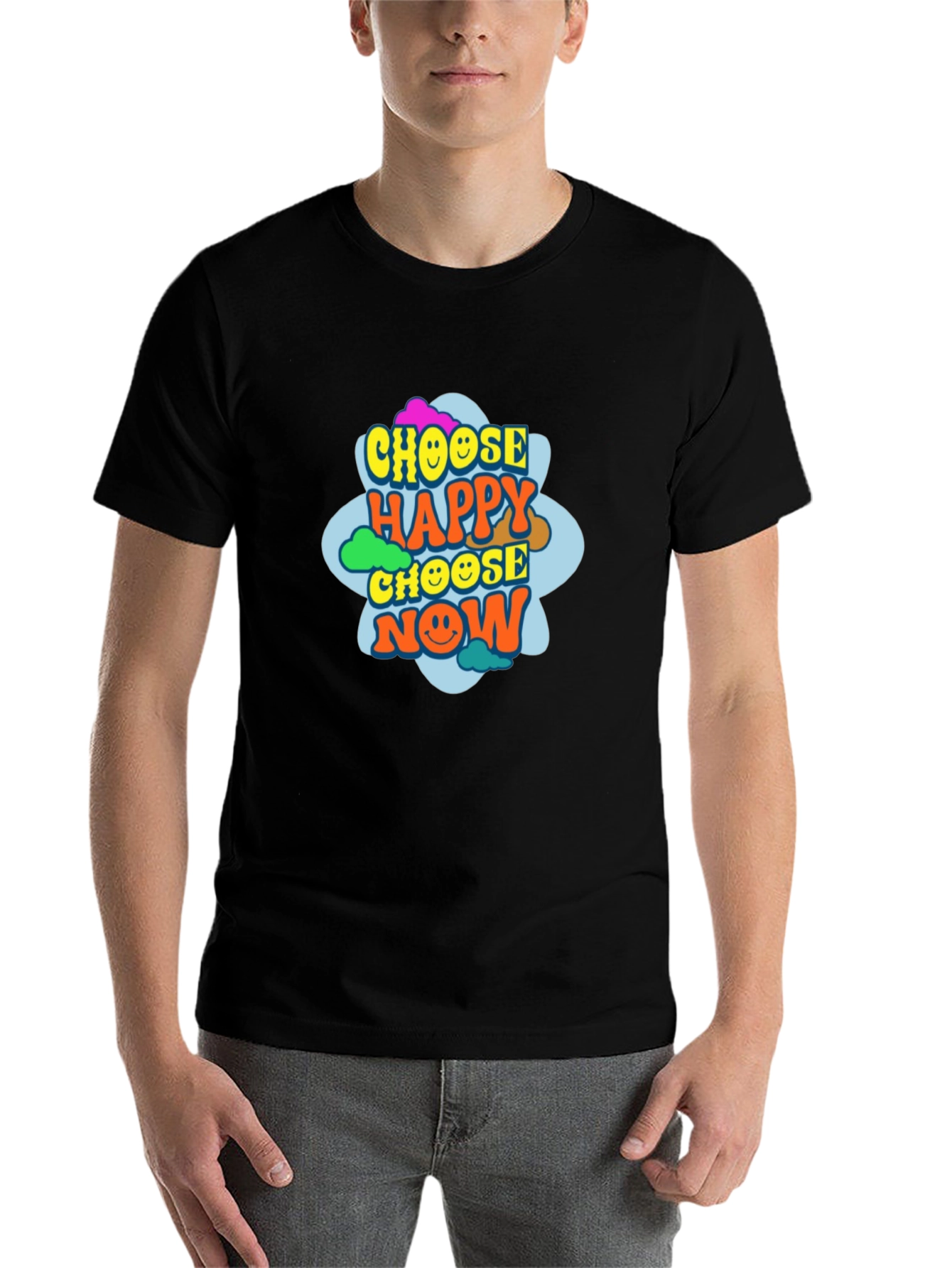 Black Choose Happy Now Graphic Tee view 7