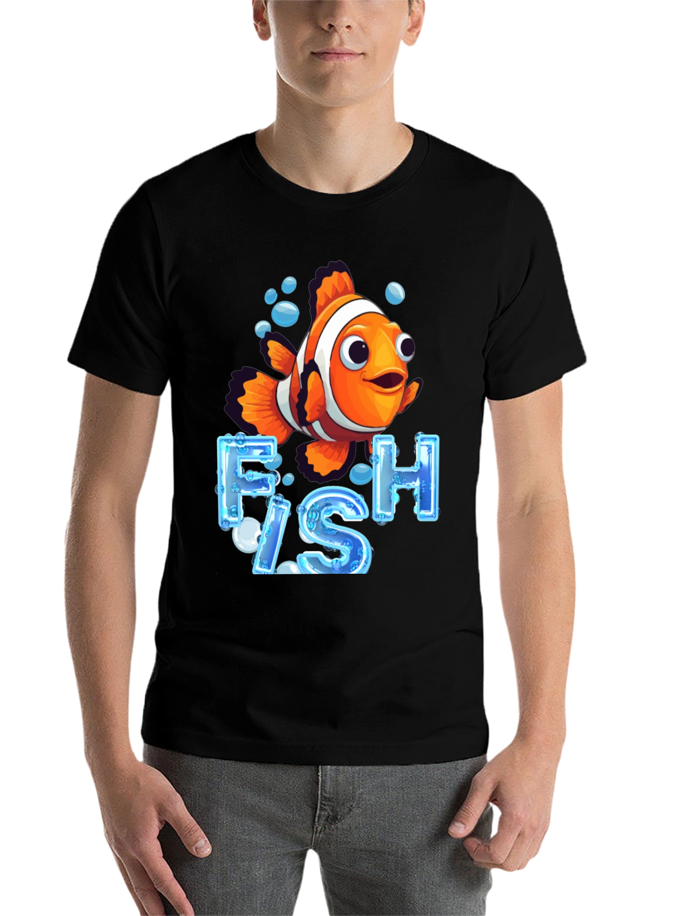 Black Clownfish Graphic T-Shirt - Ocean Life Design view 7
