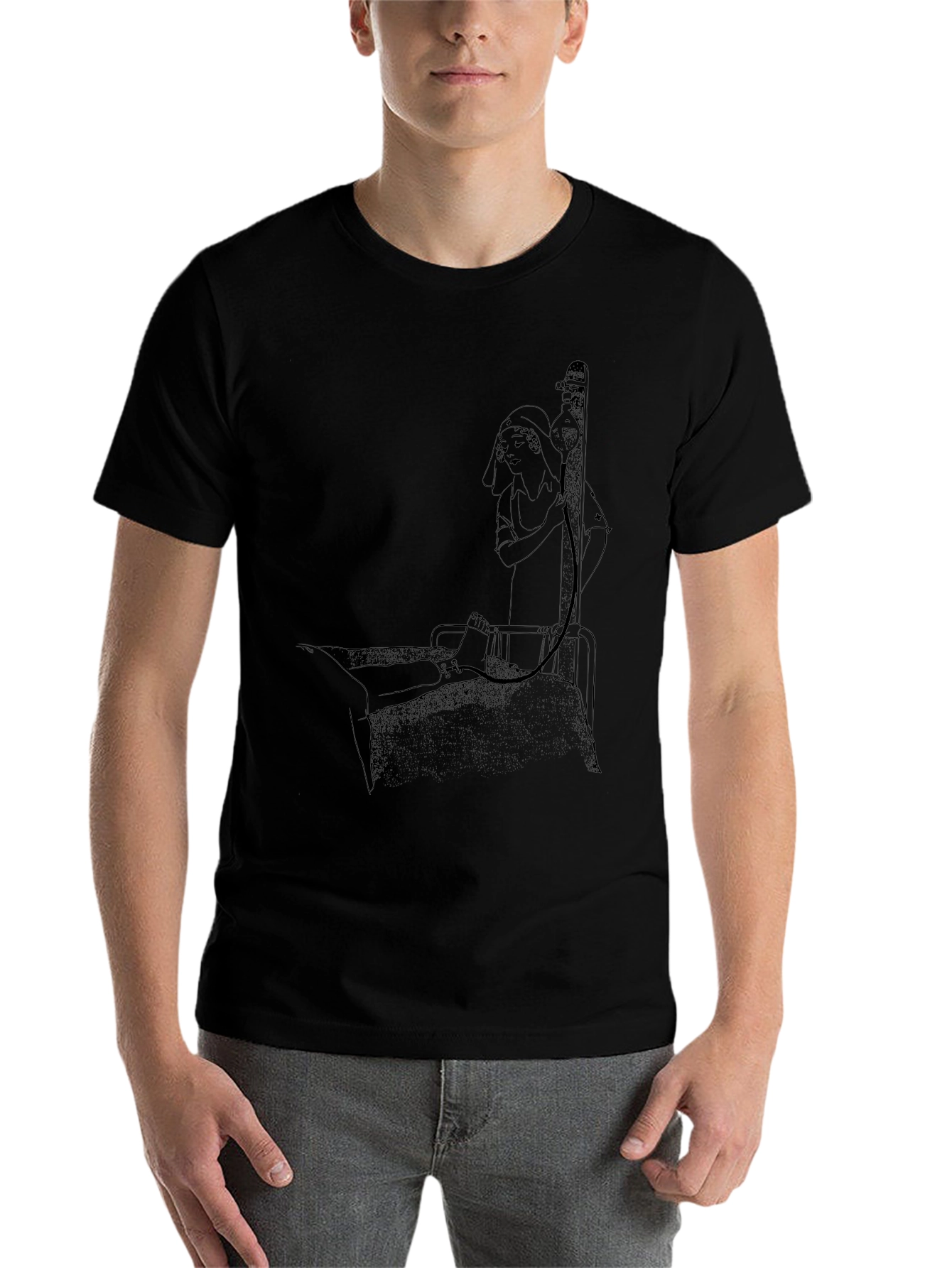 Black Unique Graphic Print Black T-Shirt view 7