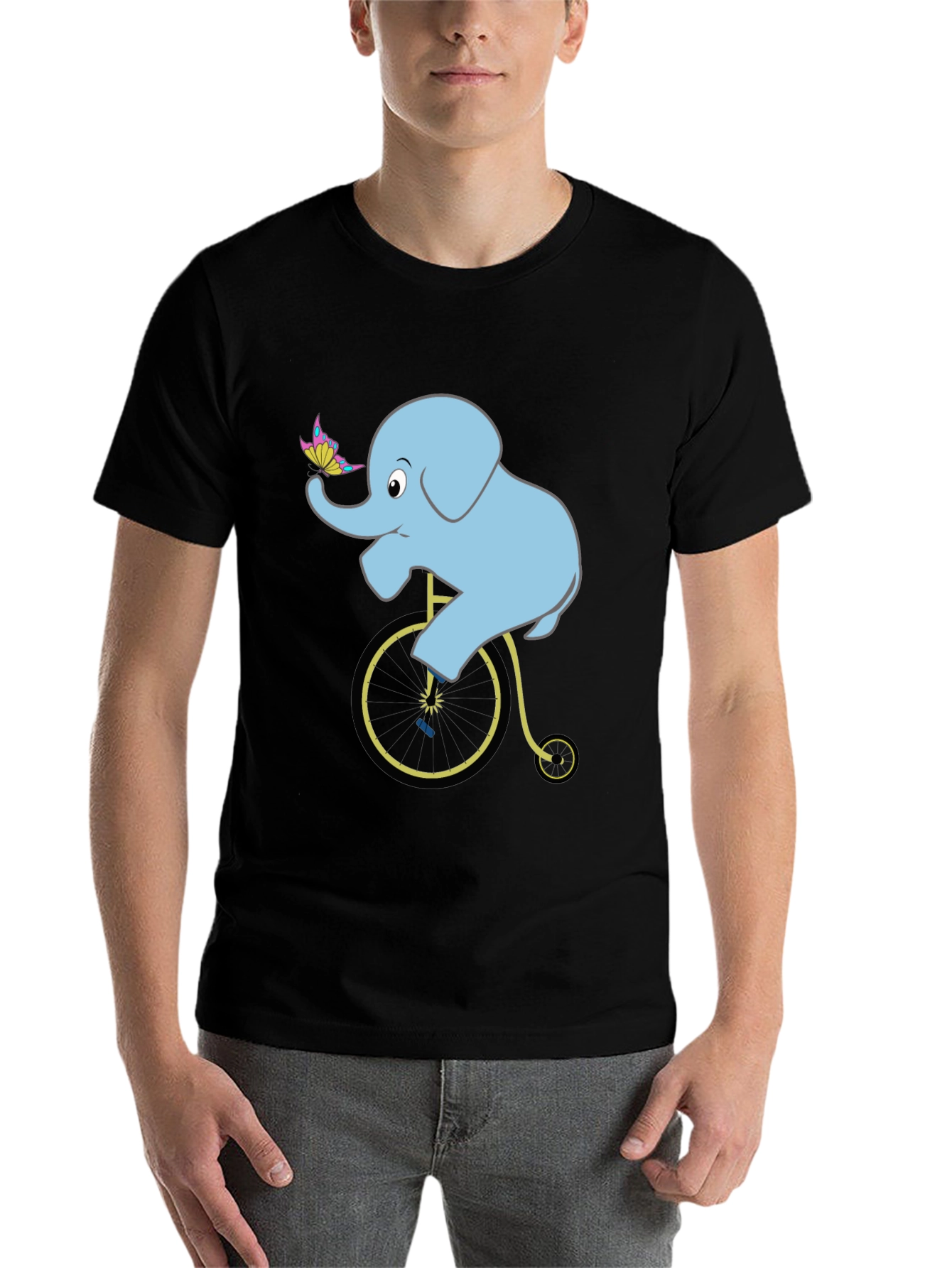 Black Elephant on Bicycle T-Shirt: Fun Graphic Tee view 7