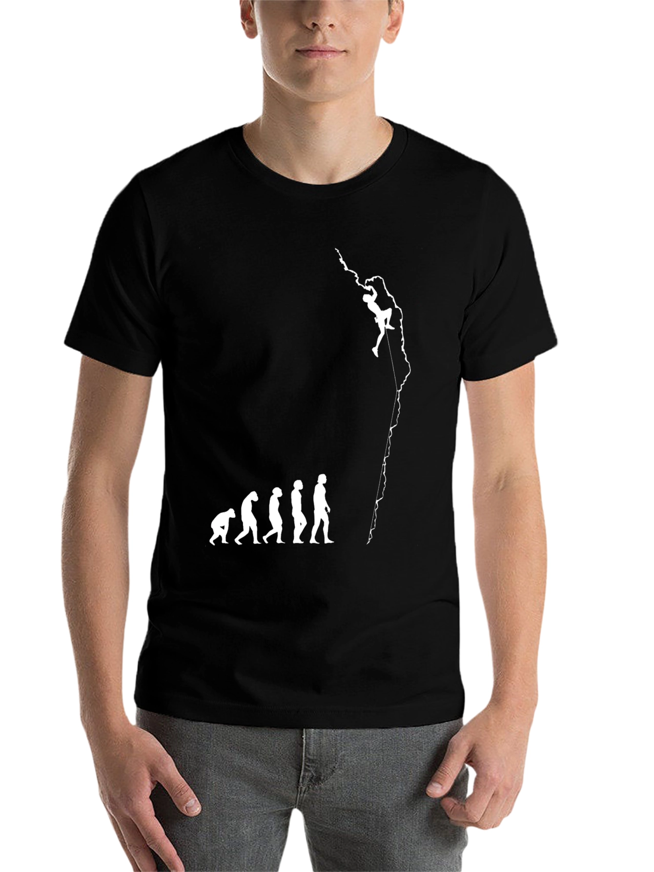 Black Evolution of Climbing T-Shirt - Black Graphic Tee view 7