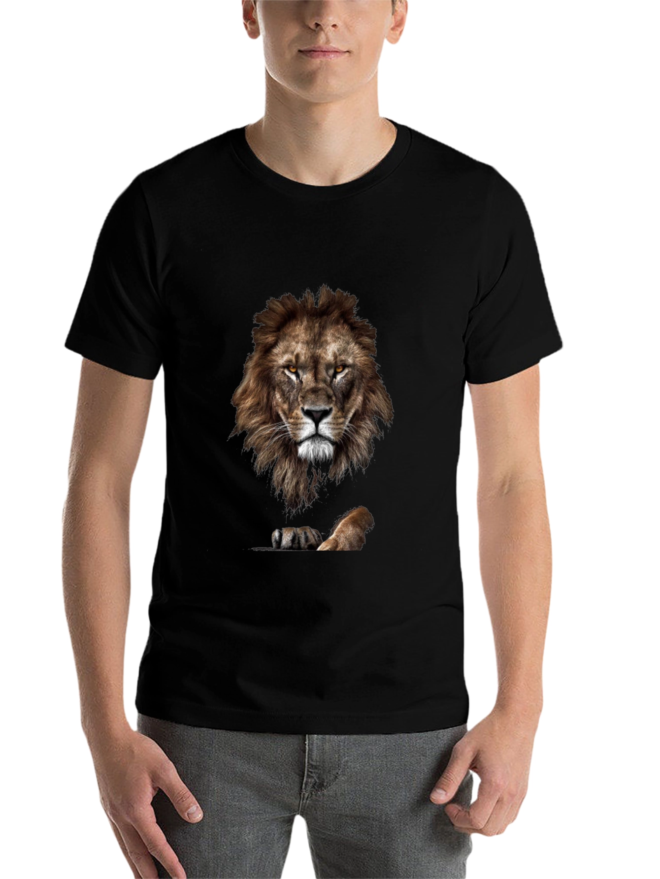 Black Lion Graphic Tee - Bold Animal Print T-Shirt view 7