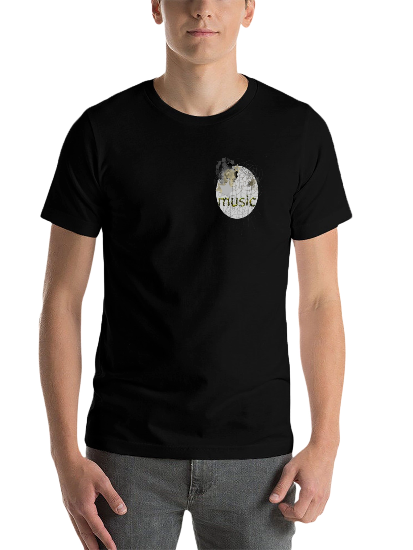 Black Music Sphere Graphic Black T-Shirt view 7