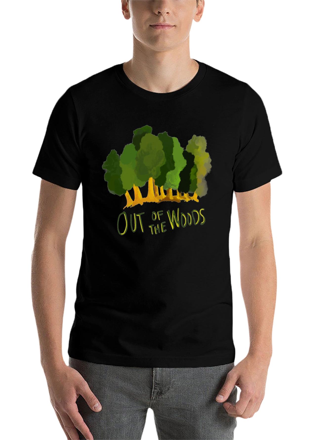 Black Out of the Woods Graphic Tee - Black Cotton T-Shirt view 7