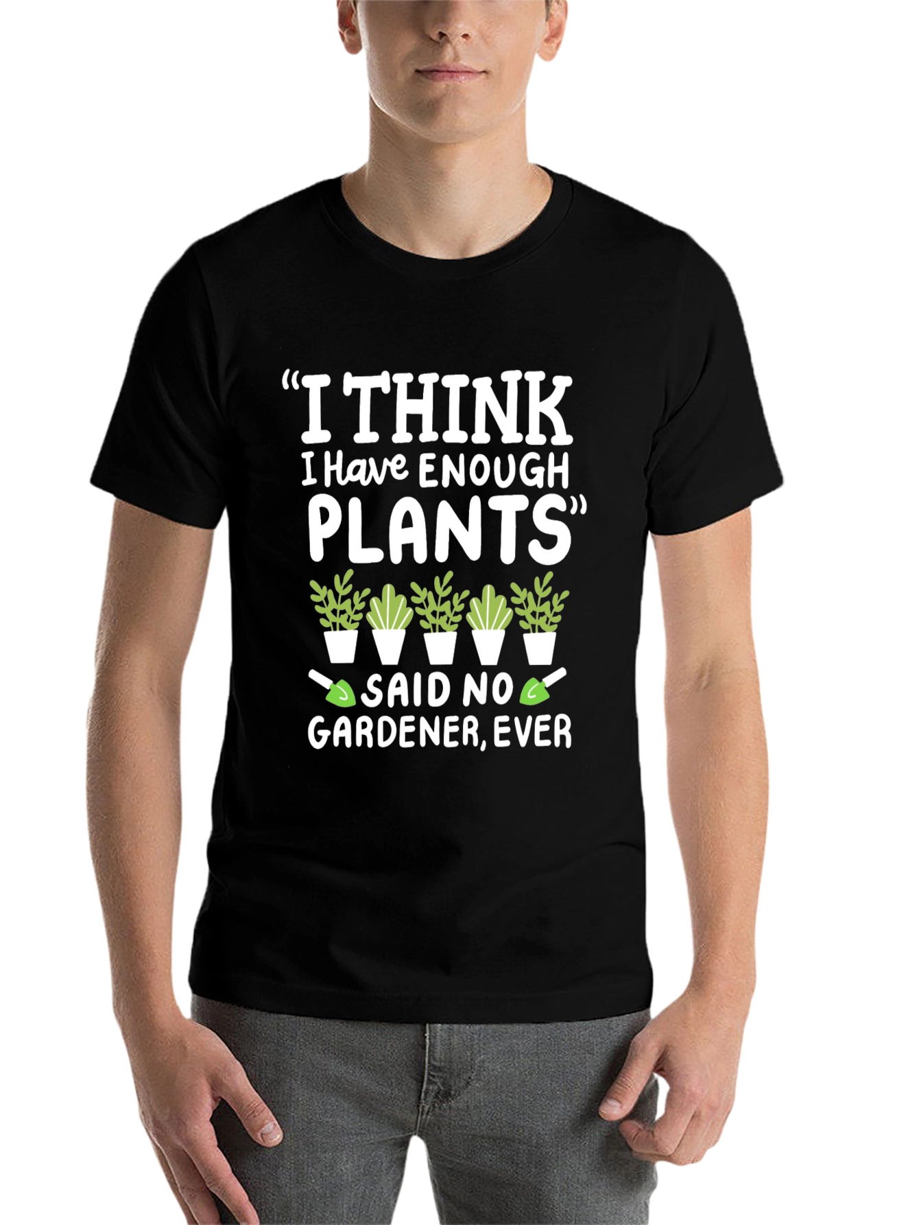 Black Funny Gardener T-Shirt - Enough Plants? Never! view 7