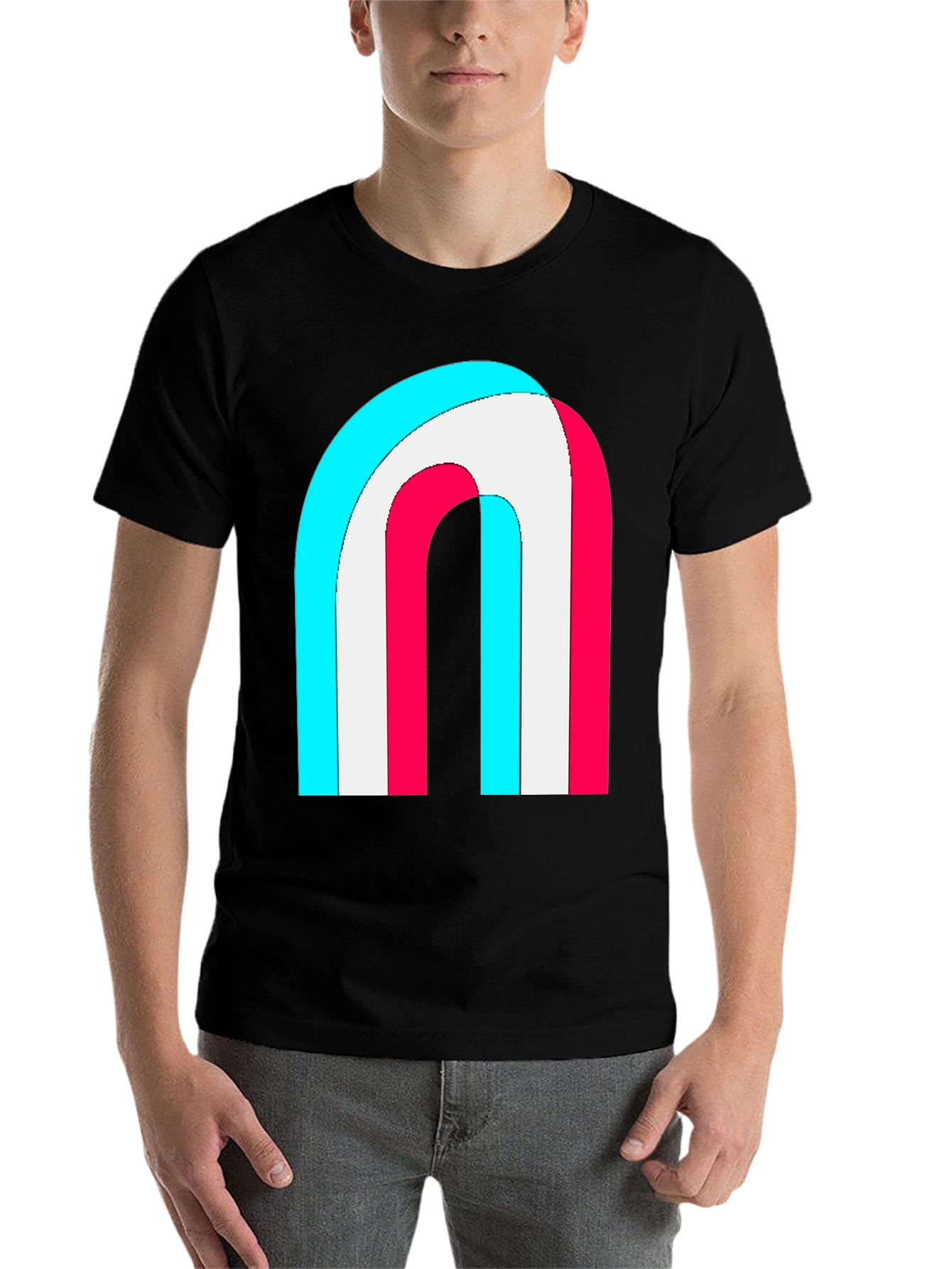 Black Retro Rainbow Arch Graphic Tee - Stylish Comfort view 7