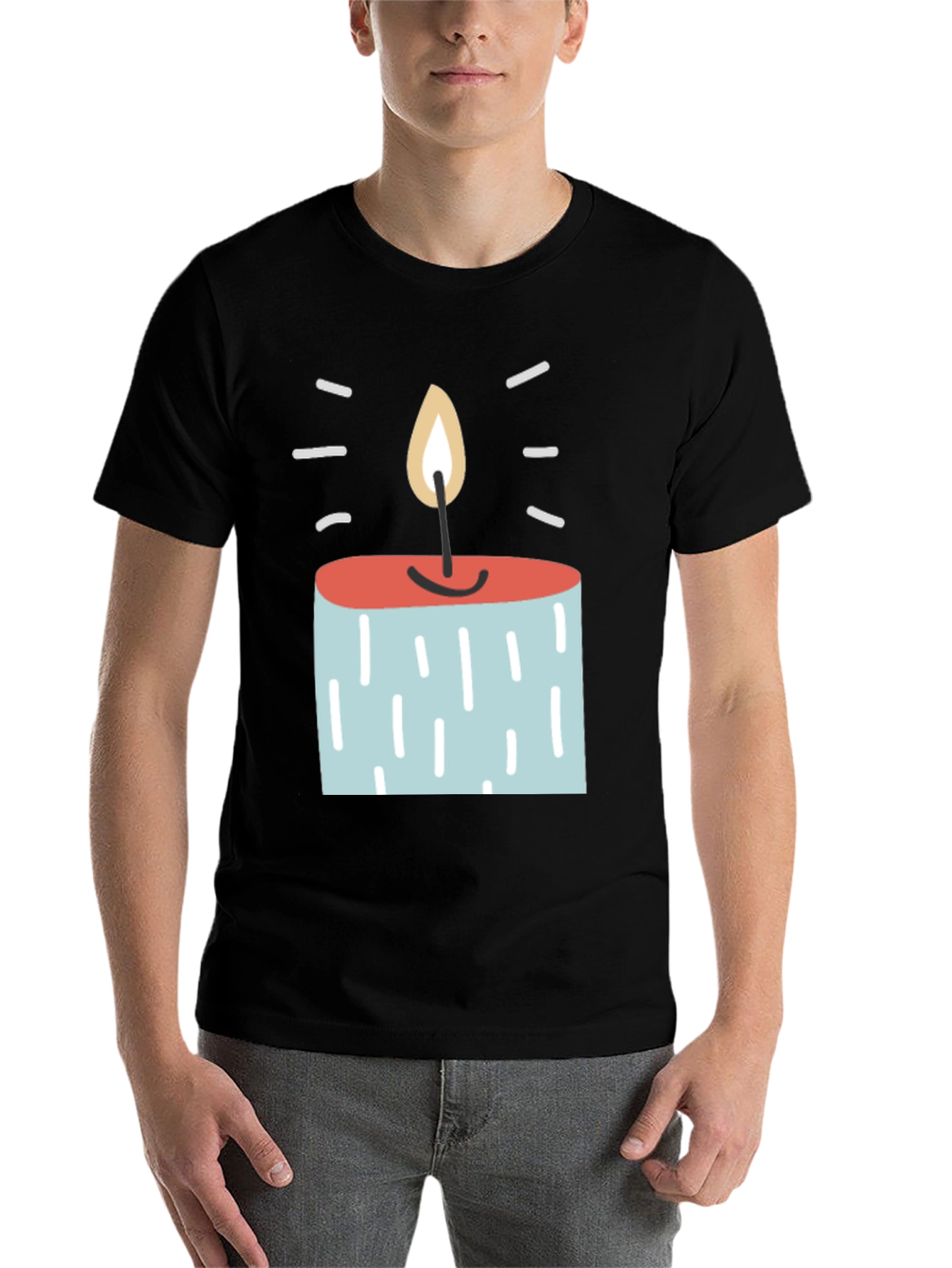 Black Novelty Candle Graphic Tee - Unique Design, Soft Fabric view 7