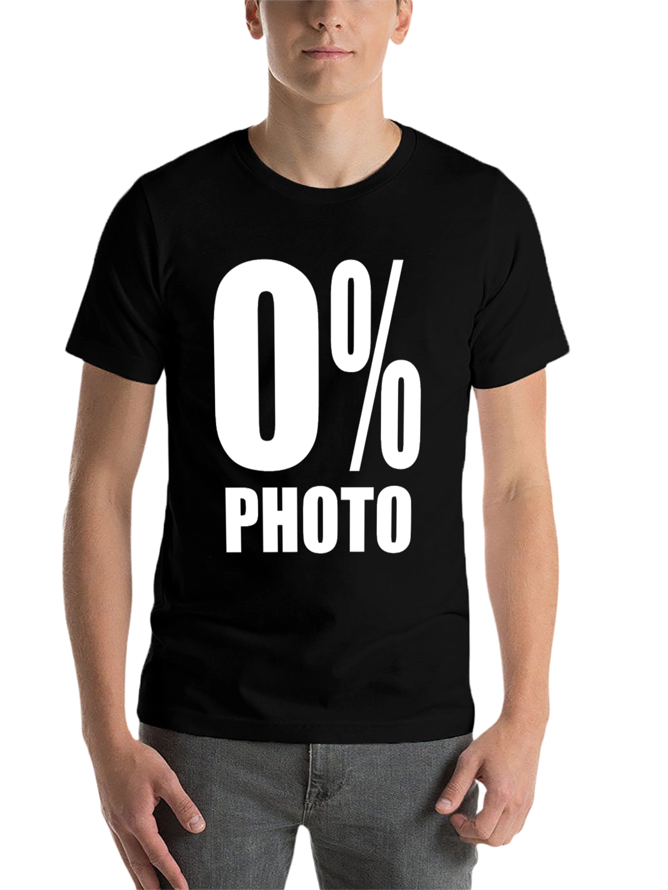 Black Funny 0% Photo Men's Black Graphic Tee view 7