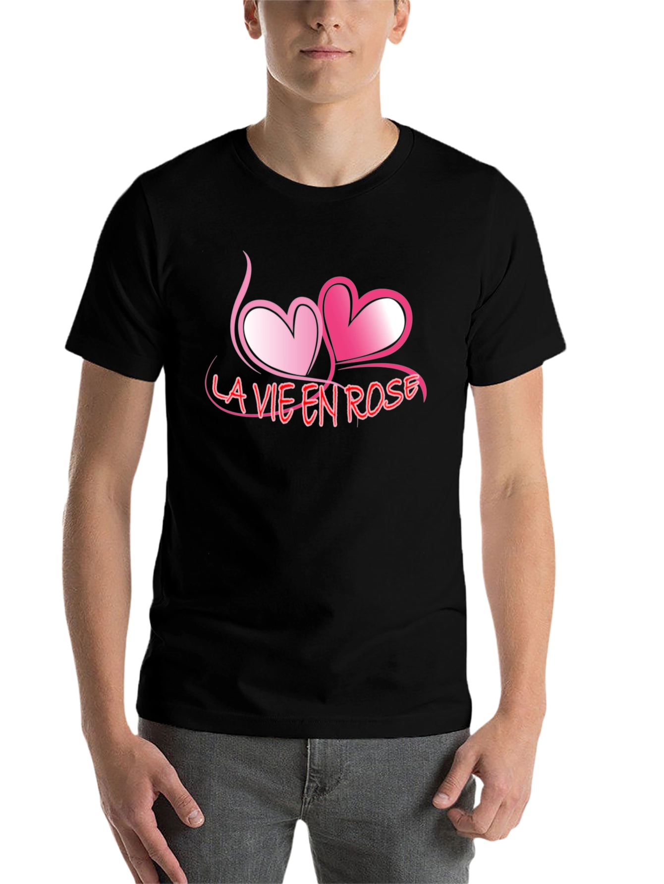Black La Vie En Rose Graphic Tee - Romantic Black T-Shirt view 7