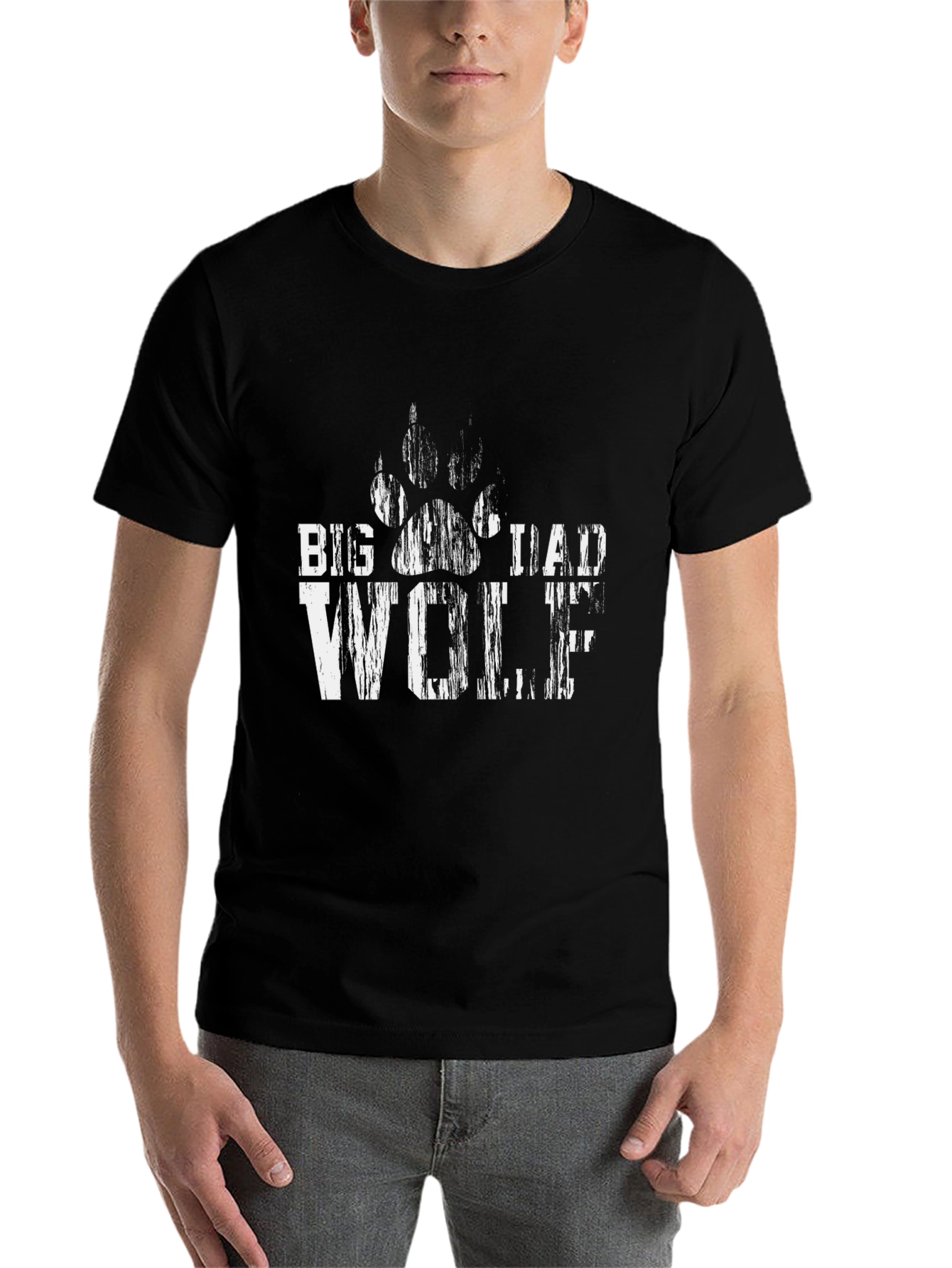 Black Big Dad Wolf Graphic Tee - Mens Black T-Shirt view 7