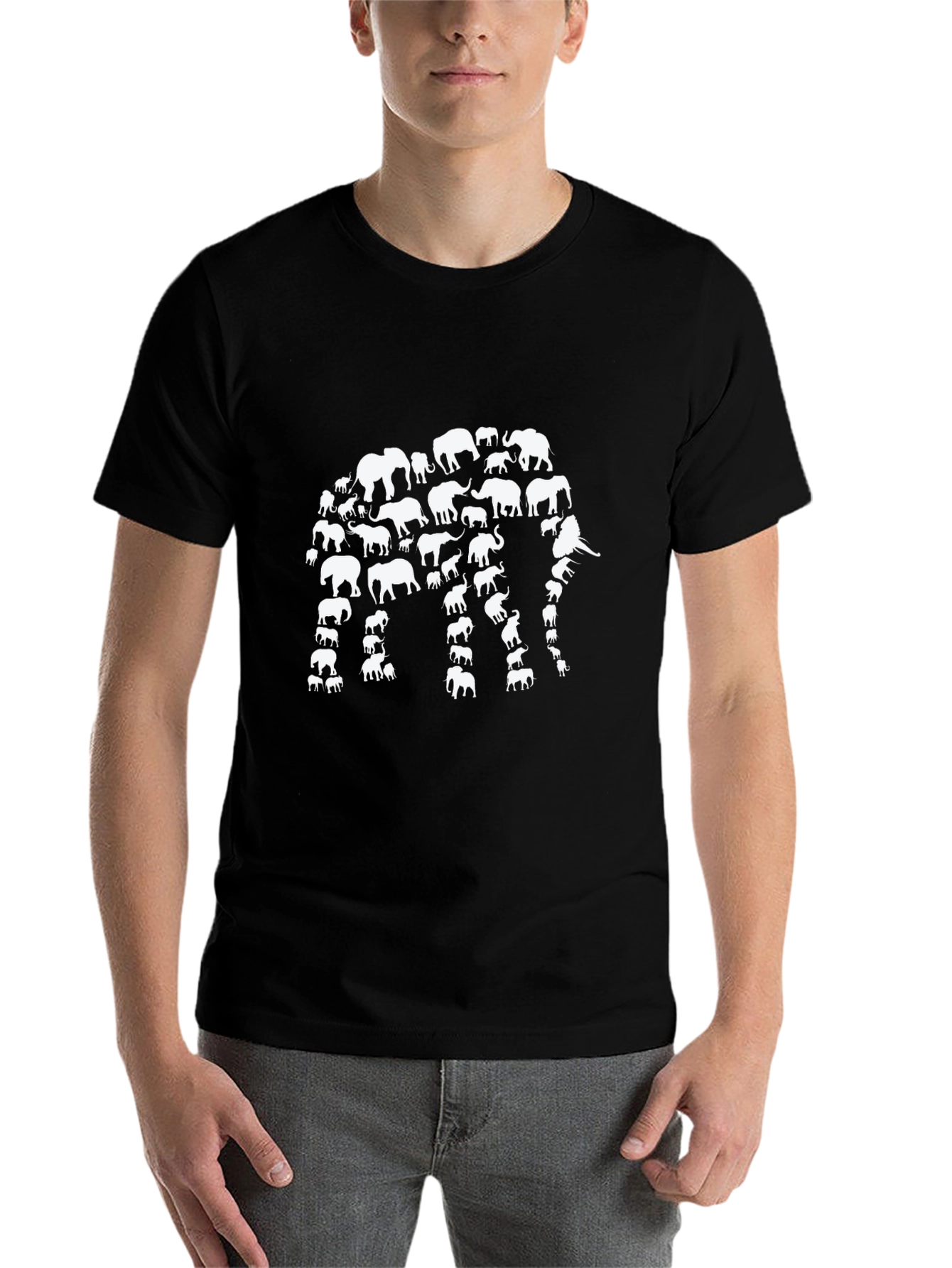 Black Elephant Silhouette T-Shirt - Black view 7