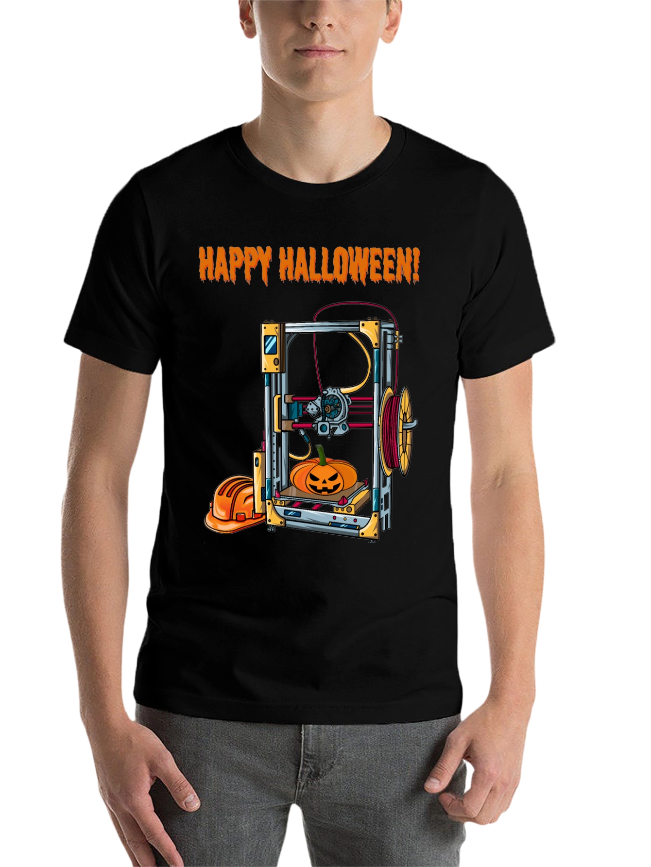 Black Happy Halloween 3D Printing T-Shirt view 7