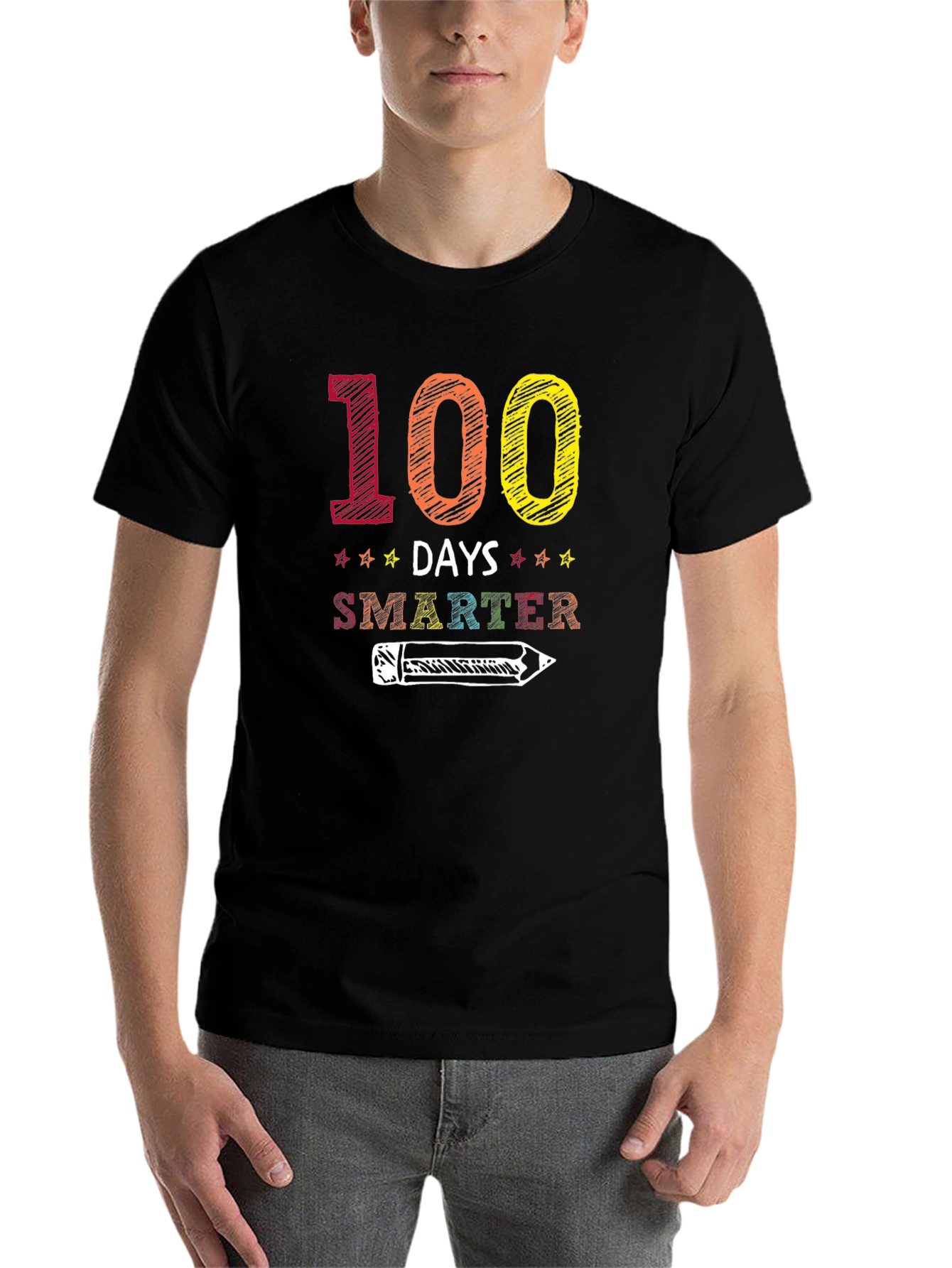 Black 100 Days Smarter Graphic T-Shirt view 7