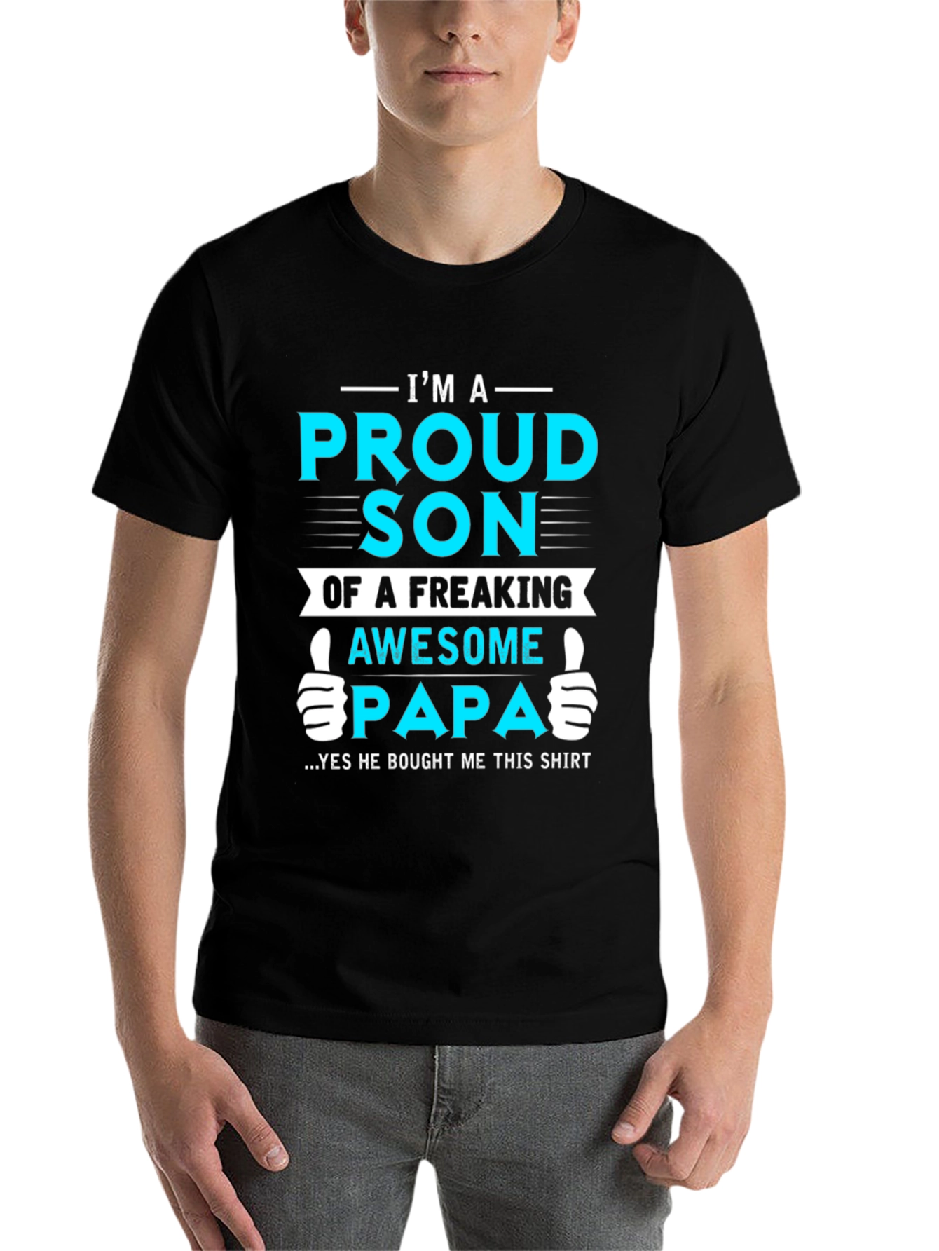 Black Proud Son of Awesome Papa Graphic T-Shirt view 7