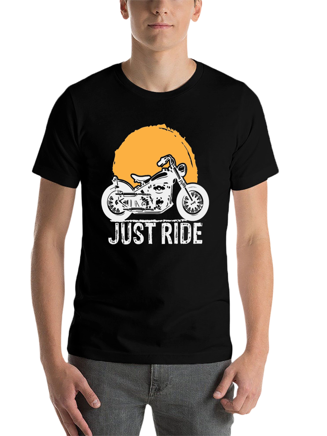 Black Just Ride Motorcycle Graphic T-Shirt view 7