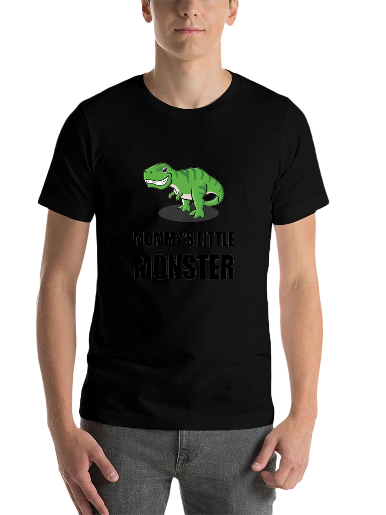 Black Mommy's Little Monster Dinosaur T-Shirt view 7