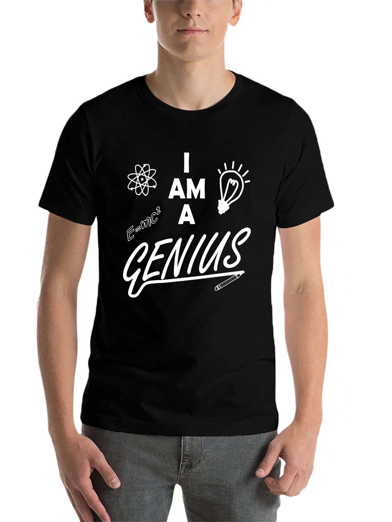 Black I am a Genius Graphic T-Shirt view 7