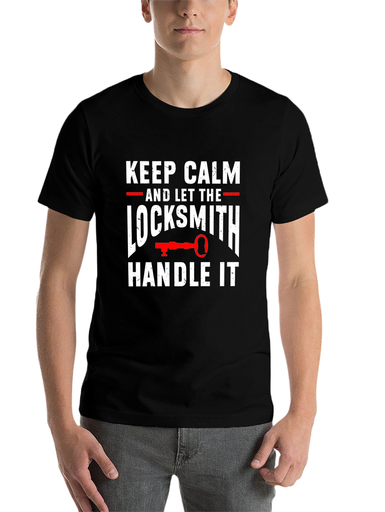 Black Keep Calm Locksmith T-Shirt view 7