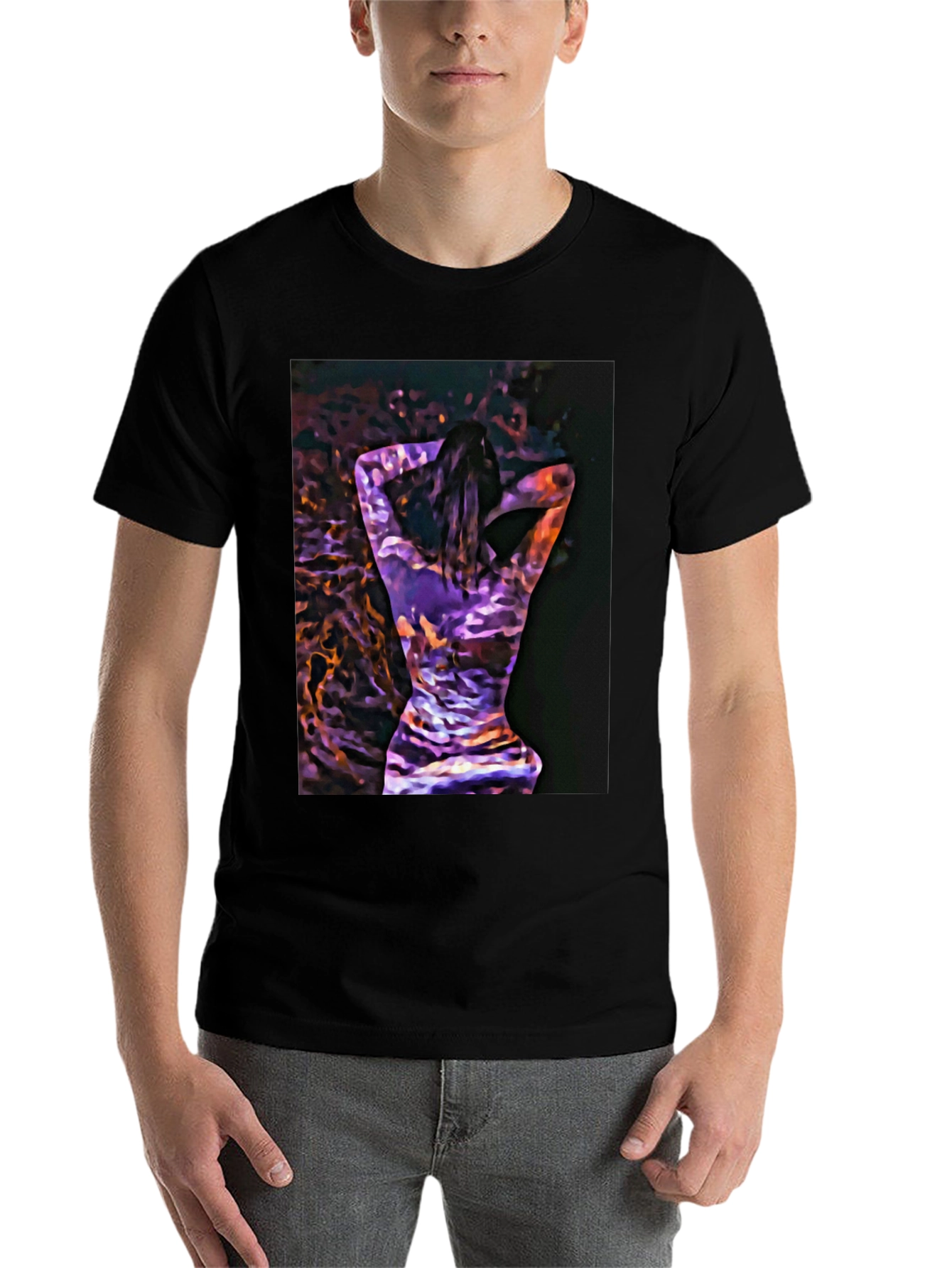 Black Abstract Woman Art Black T-Shirt view 7