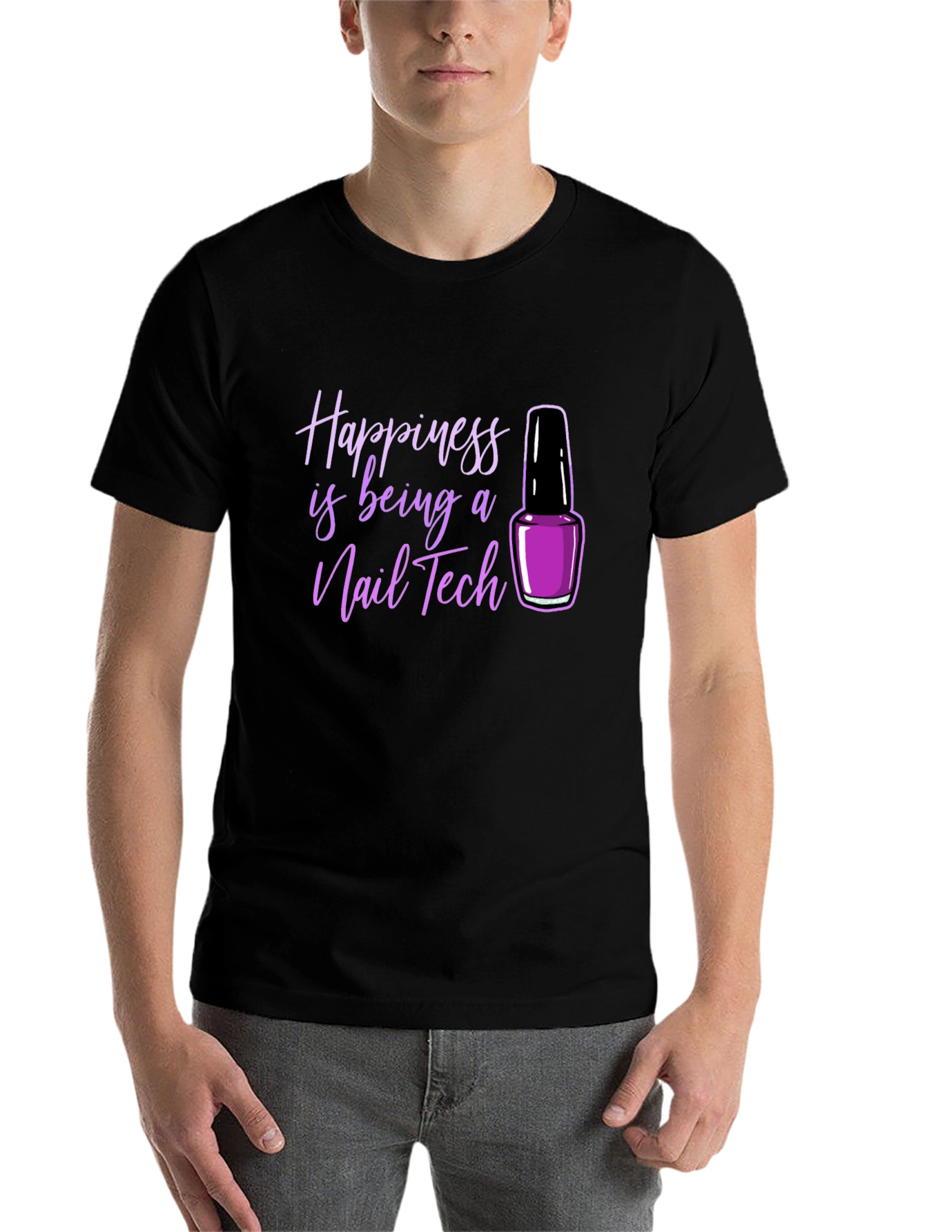 Black Happiness Nail Tech T-Shirt view 7