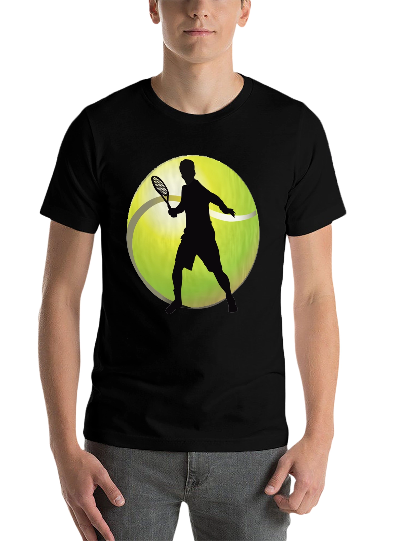 Tennis Player Graphic T-Shirt - Sporty Black Tee - 7