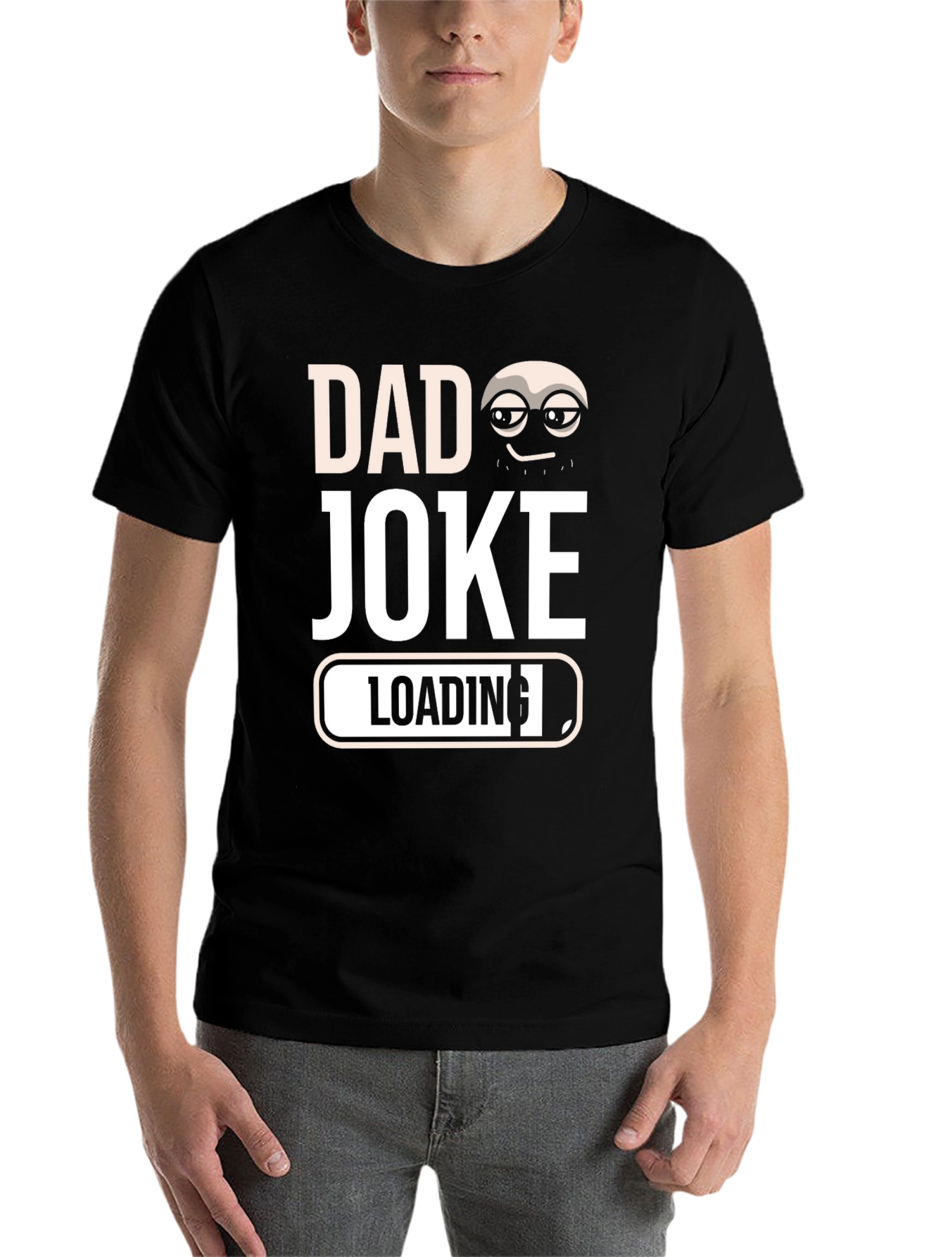 Black Dad Joke Loading T-Shirt - Funny Father's Day Tee view 7