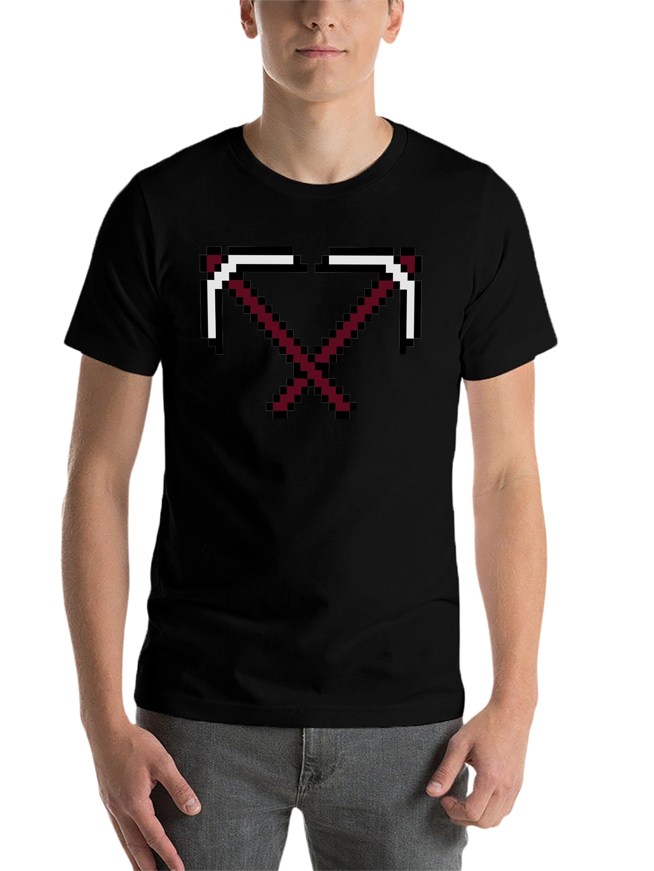 Black Pixelated Pickaxe T-Shirt - Gamer Style Tee view 7