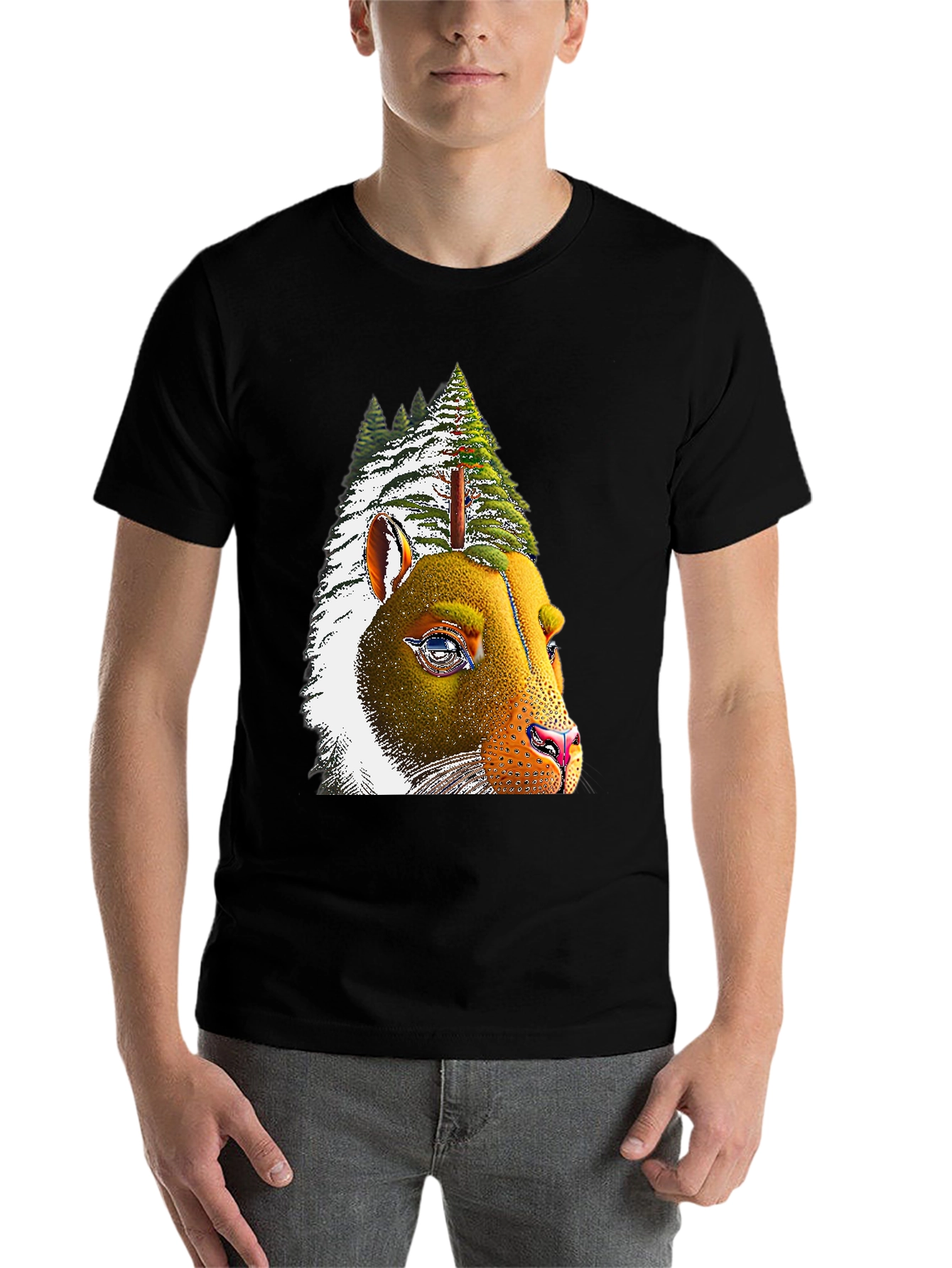 Black Pine Tree Bear T-Shirt - Unique Graphic Tee view 7