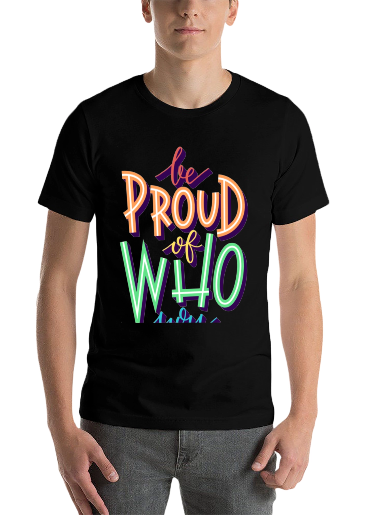 Black Be Proud T-Shirt - Colorful Pride Tee view 7