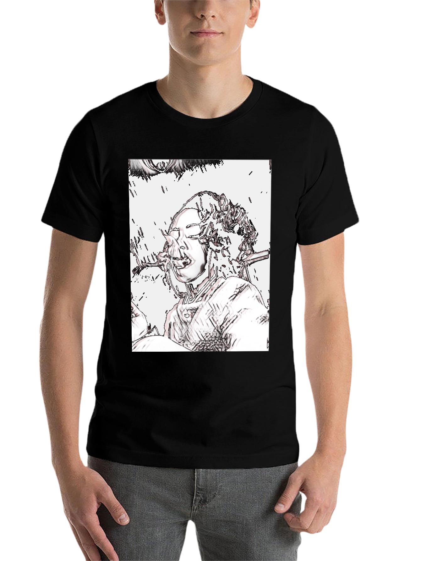 Black Edgy Graphic Tee - Unique Artistic Design view 7