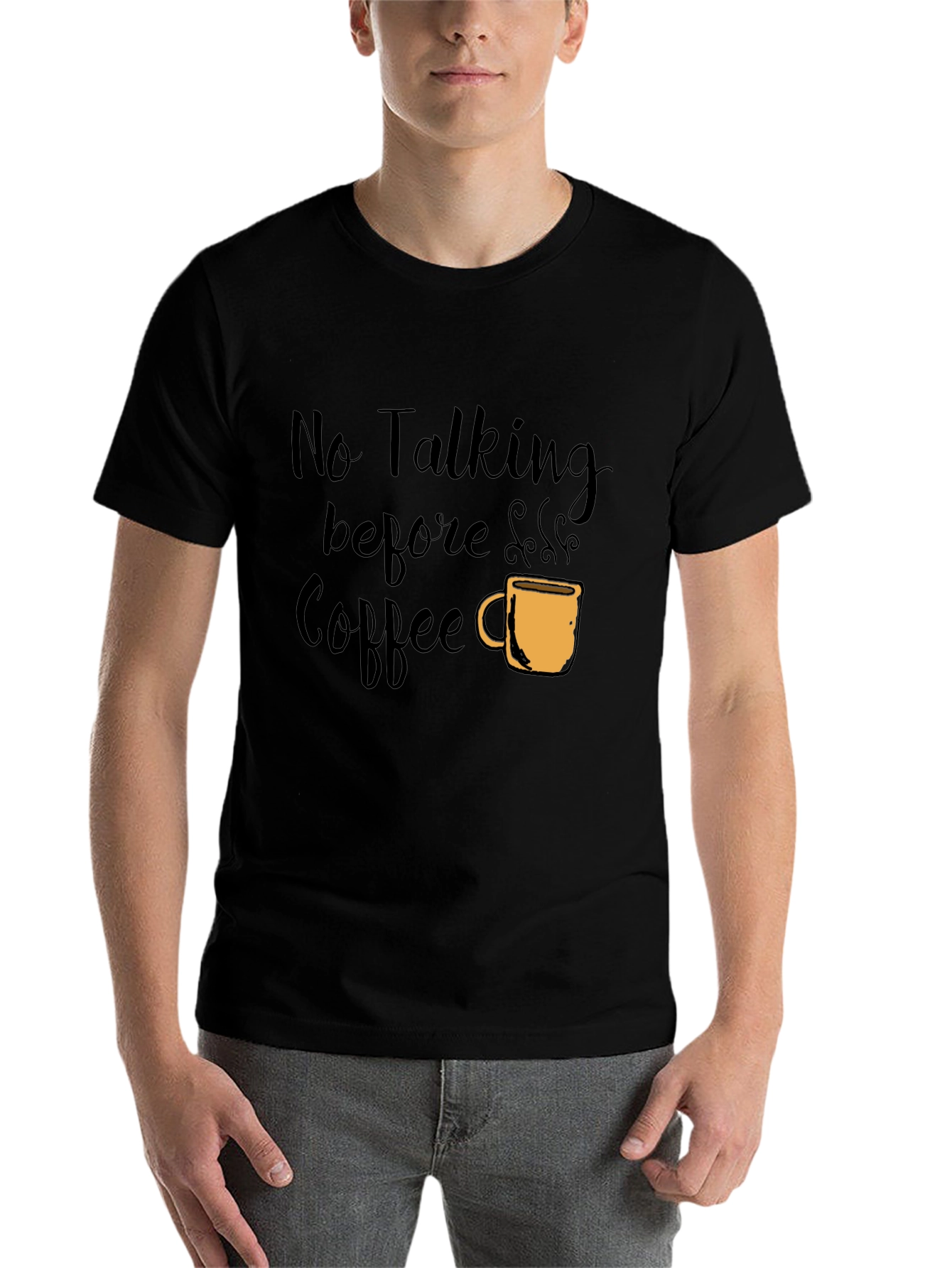 Black No Talking Before Coffee Graphic Tee - Black view 7