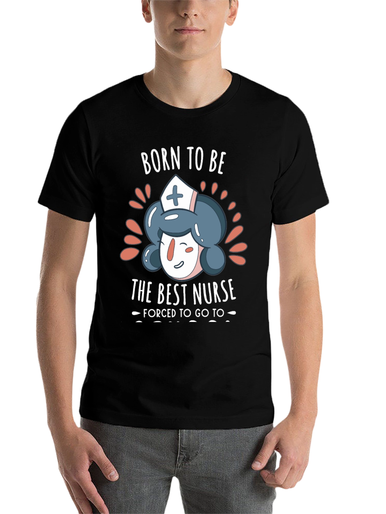 Black Born to Be The Best Nurse T-Shirt view 7