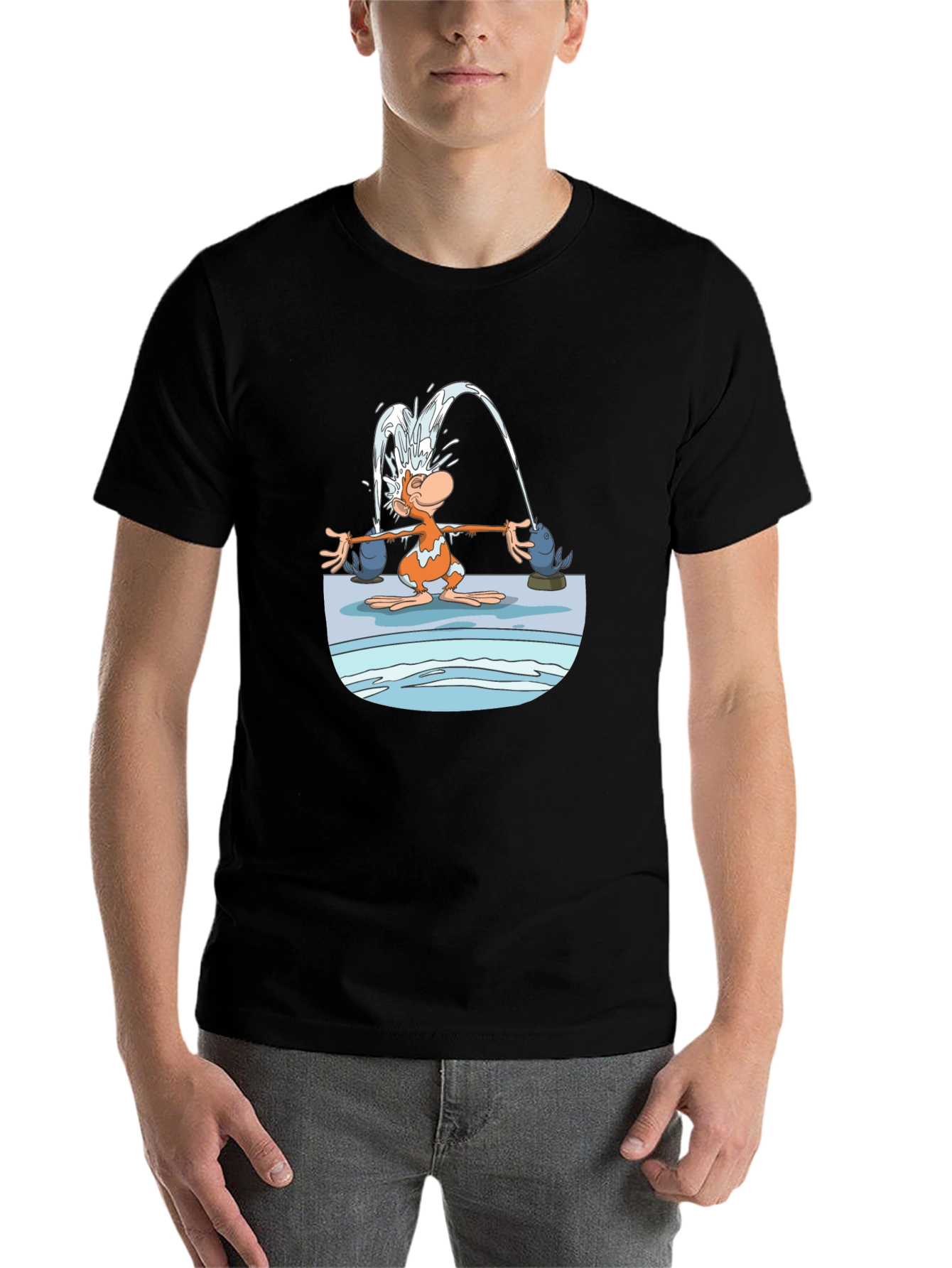 Black Fun Cartoon Monkey Graphic T-Shirt view 7