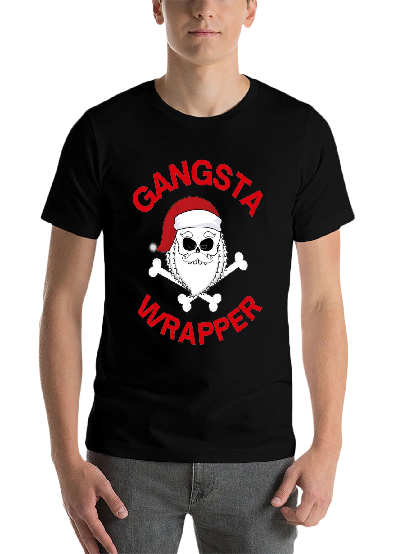 Black Gangsta Wrapper Santa T-Shirt view 7