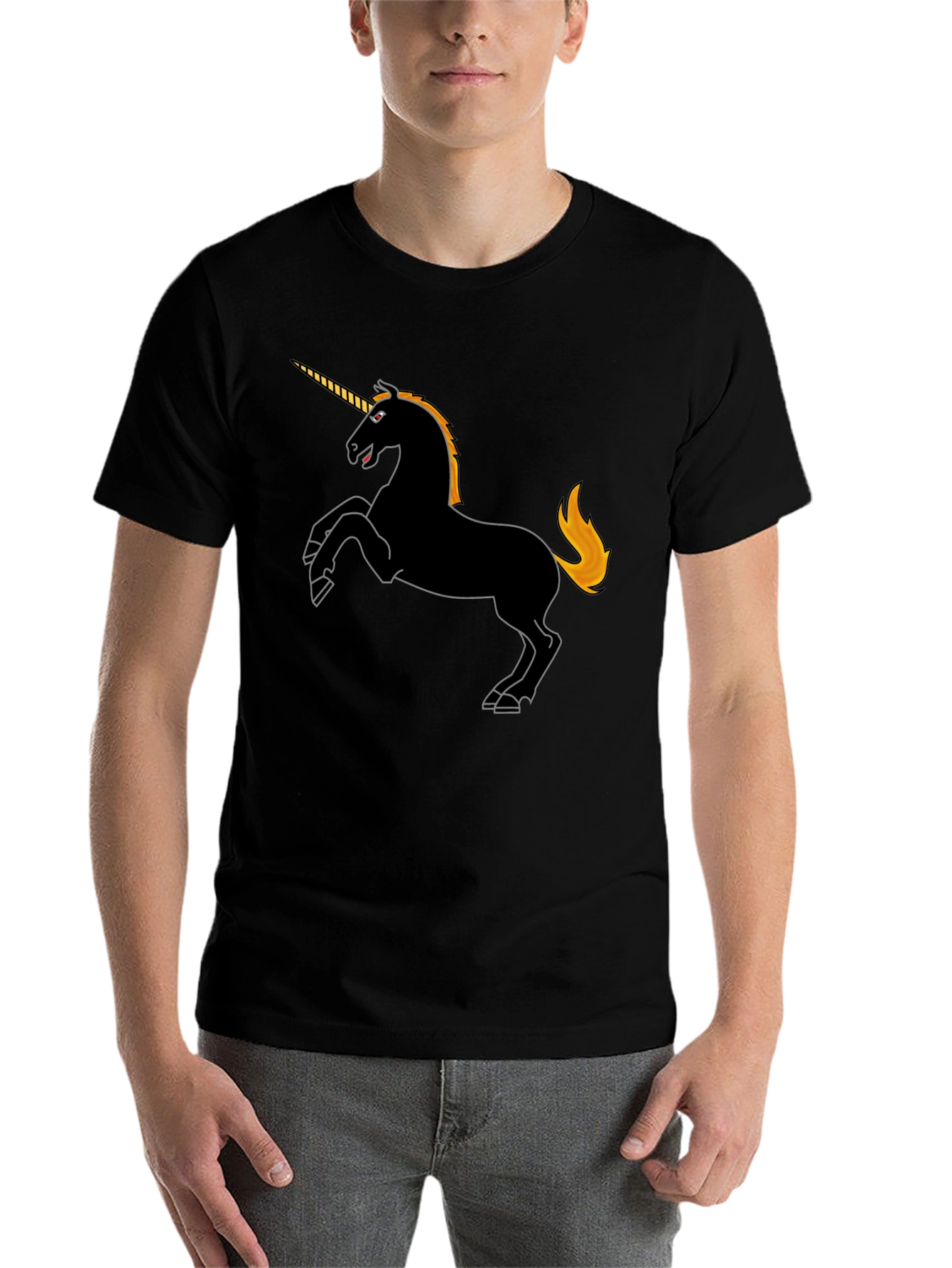 Black Black Unicorn Graphic Tee - Stylish Men's T-Shirt view 7