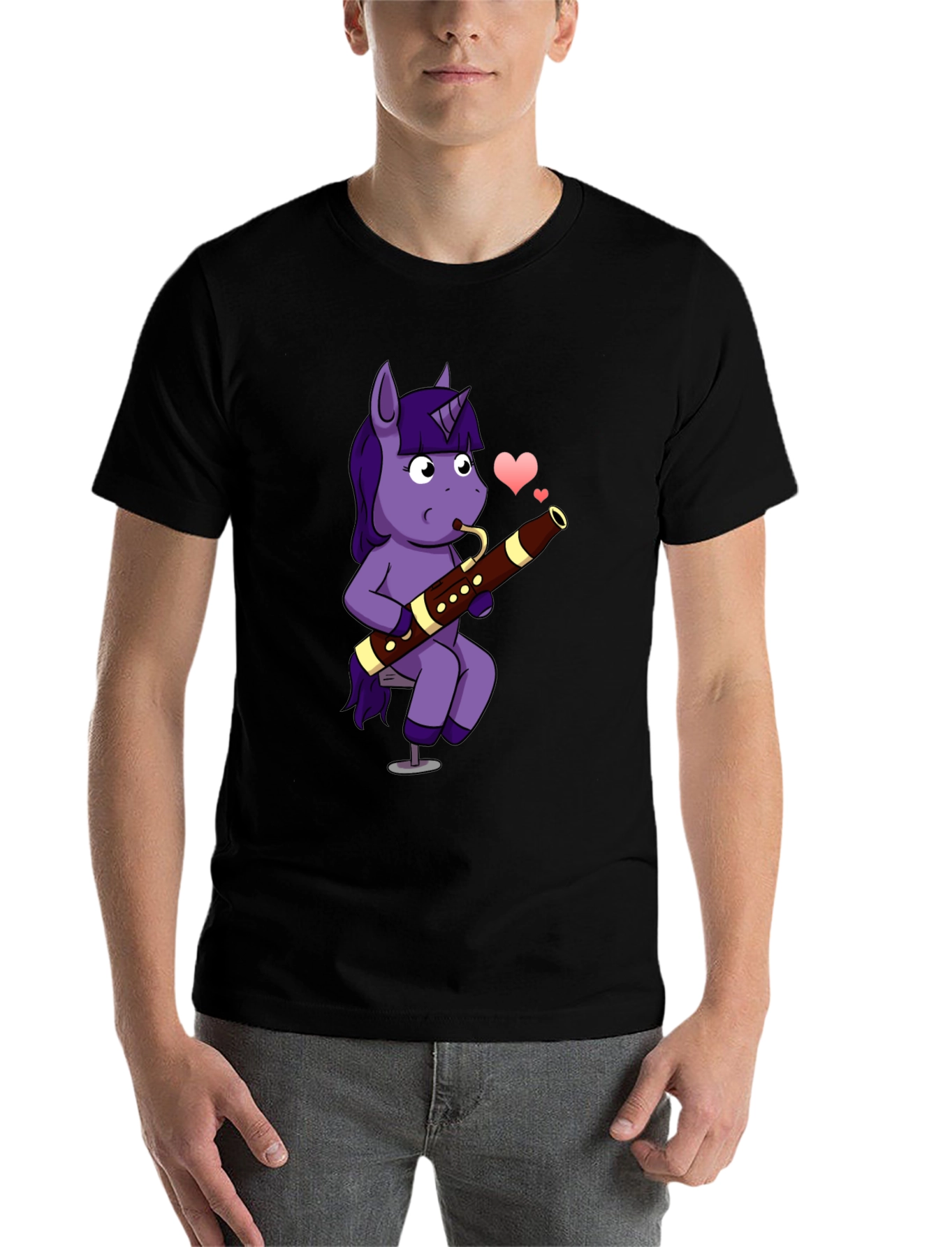 Black Unicorn Bassoon T-Shirt - Musical Cartoon Tee view 7