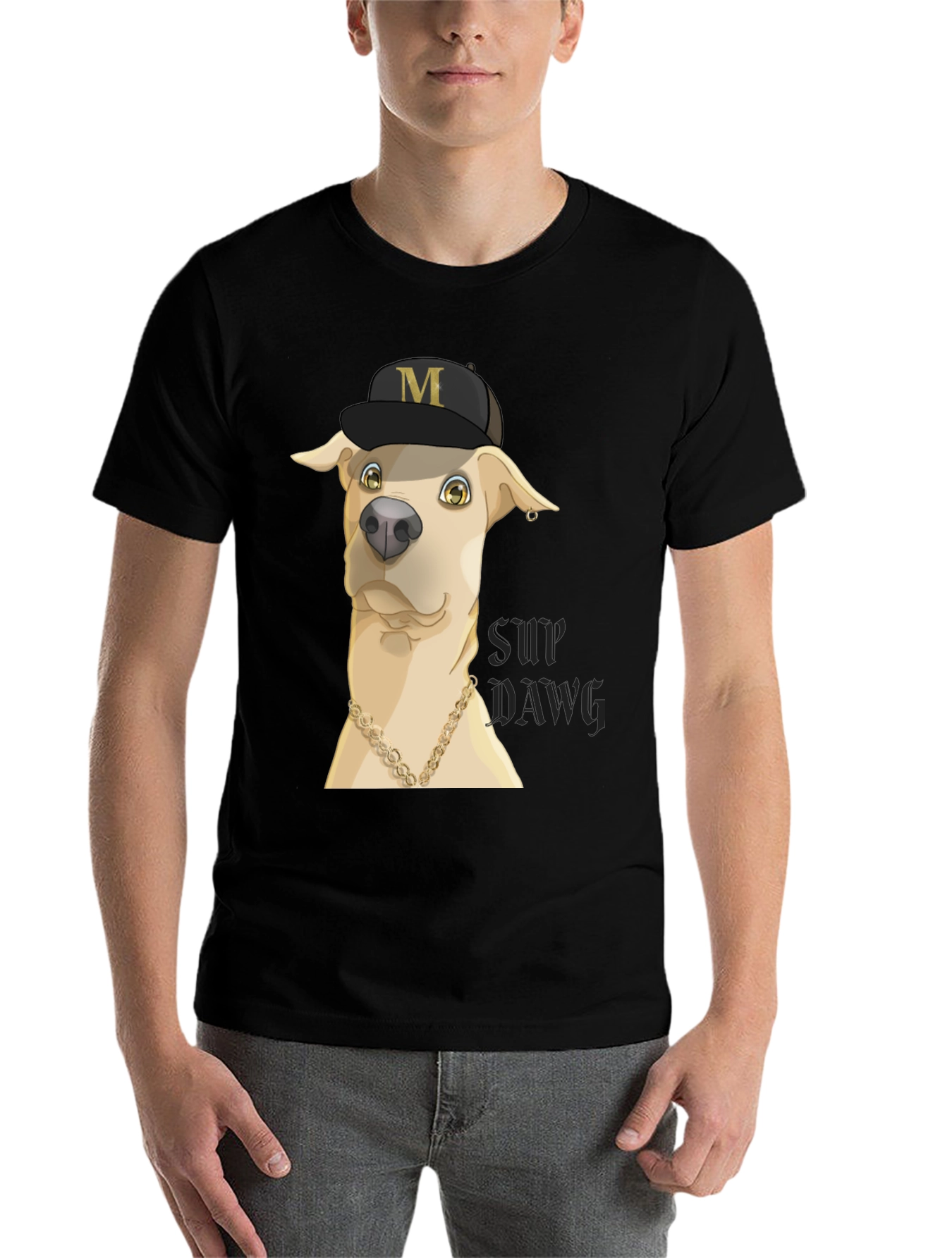 Black Funny Dog Graphic T-Shirt view 7