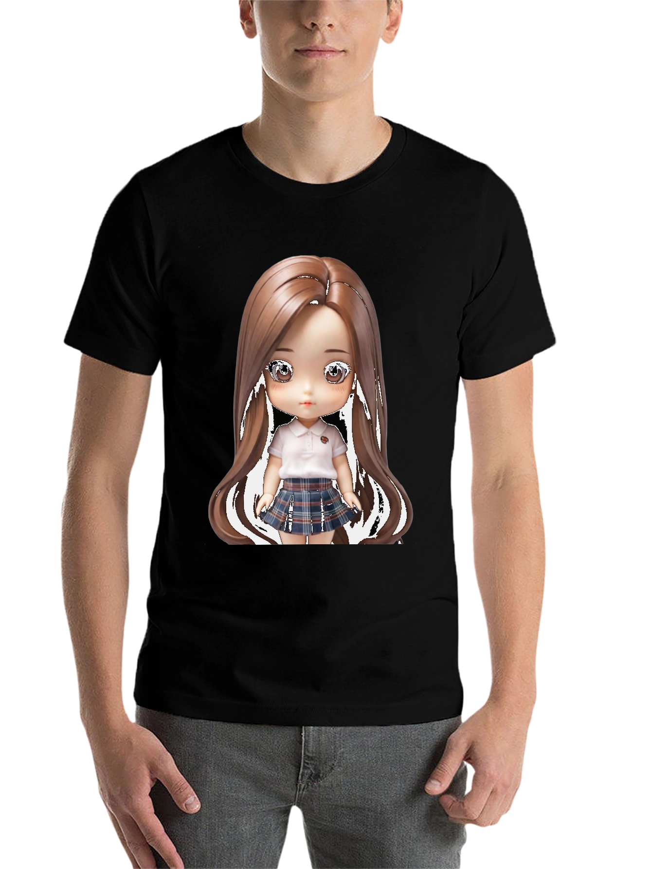 Black Anime Doll Graphic Tee - Stylish & Unique! view 7