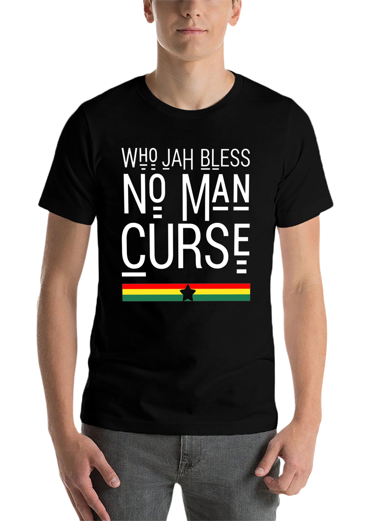 Black Who Jah Bless No Man Curse Graphic Tee view 7