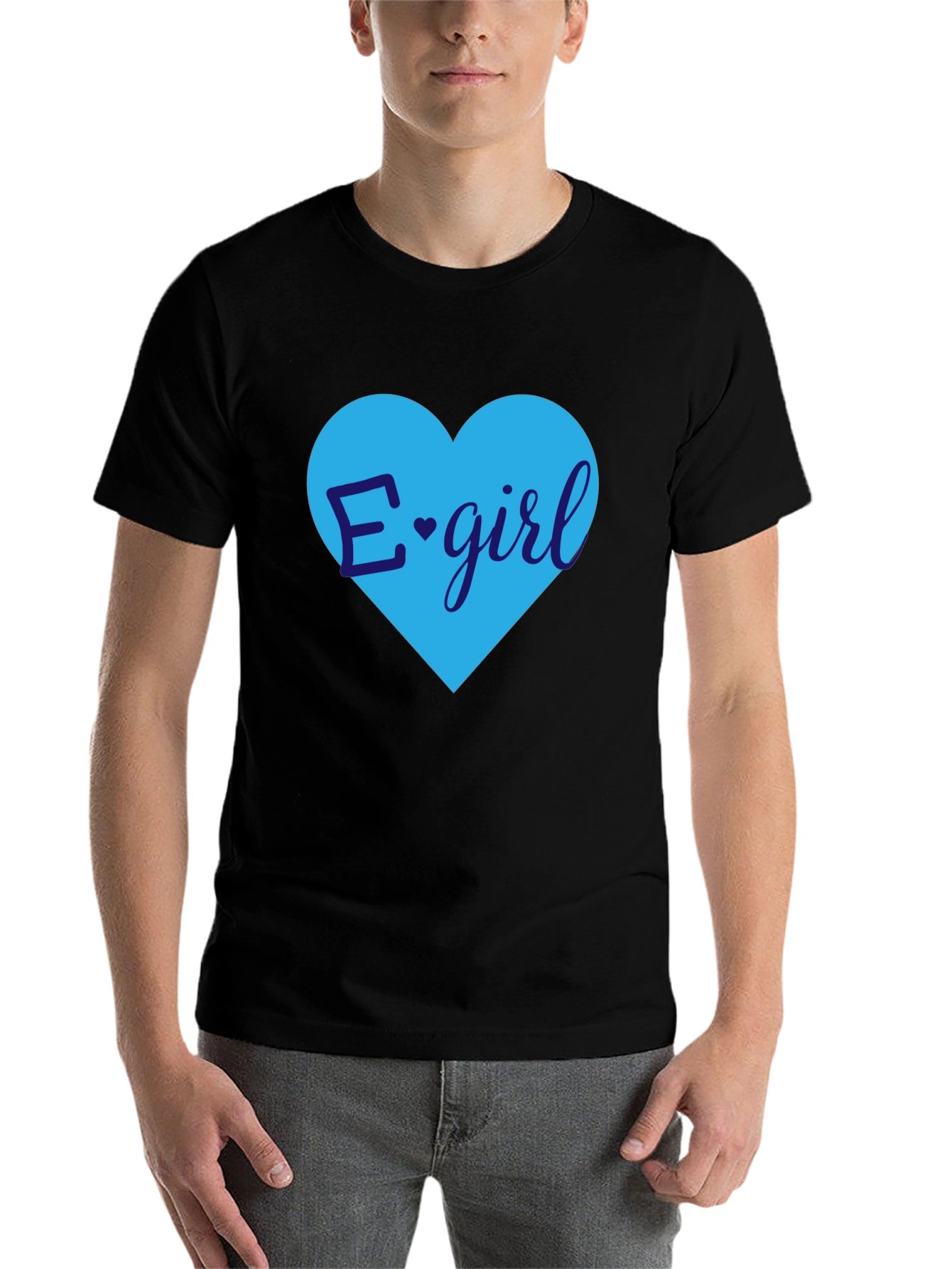 Black E-Girl Heart Graphic Tee - Trendy Casual Top view 7