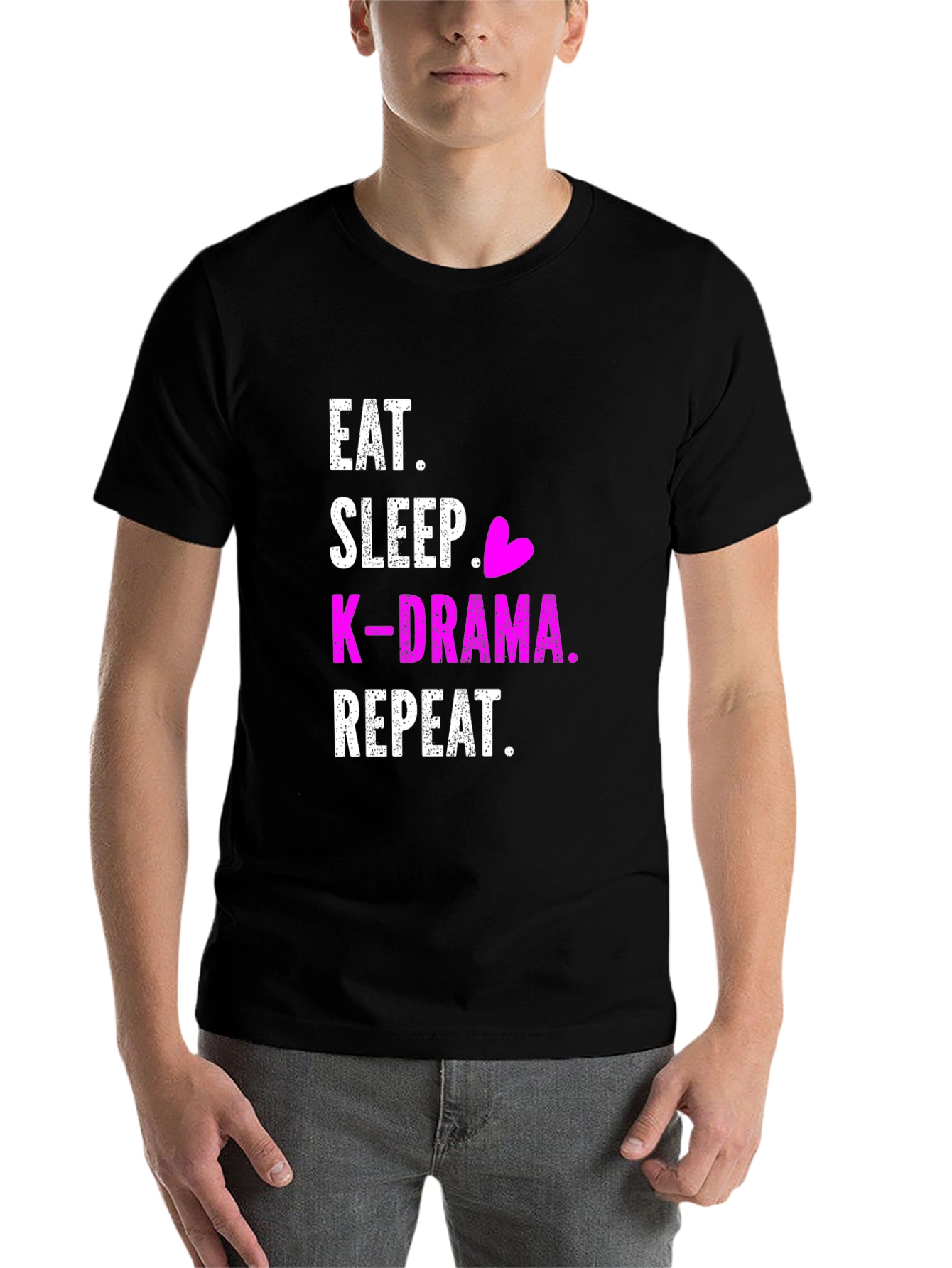 Eat Sleep K-Drama Repeat Black T-Shirt - 7