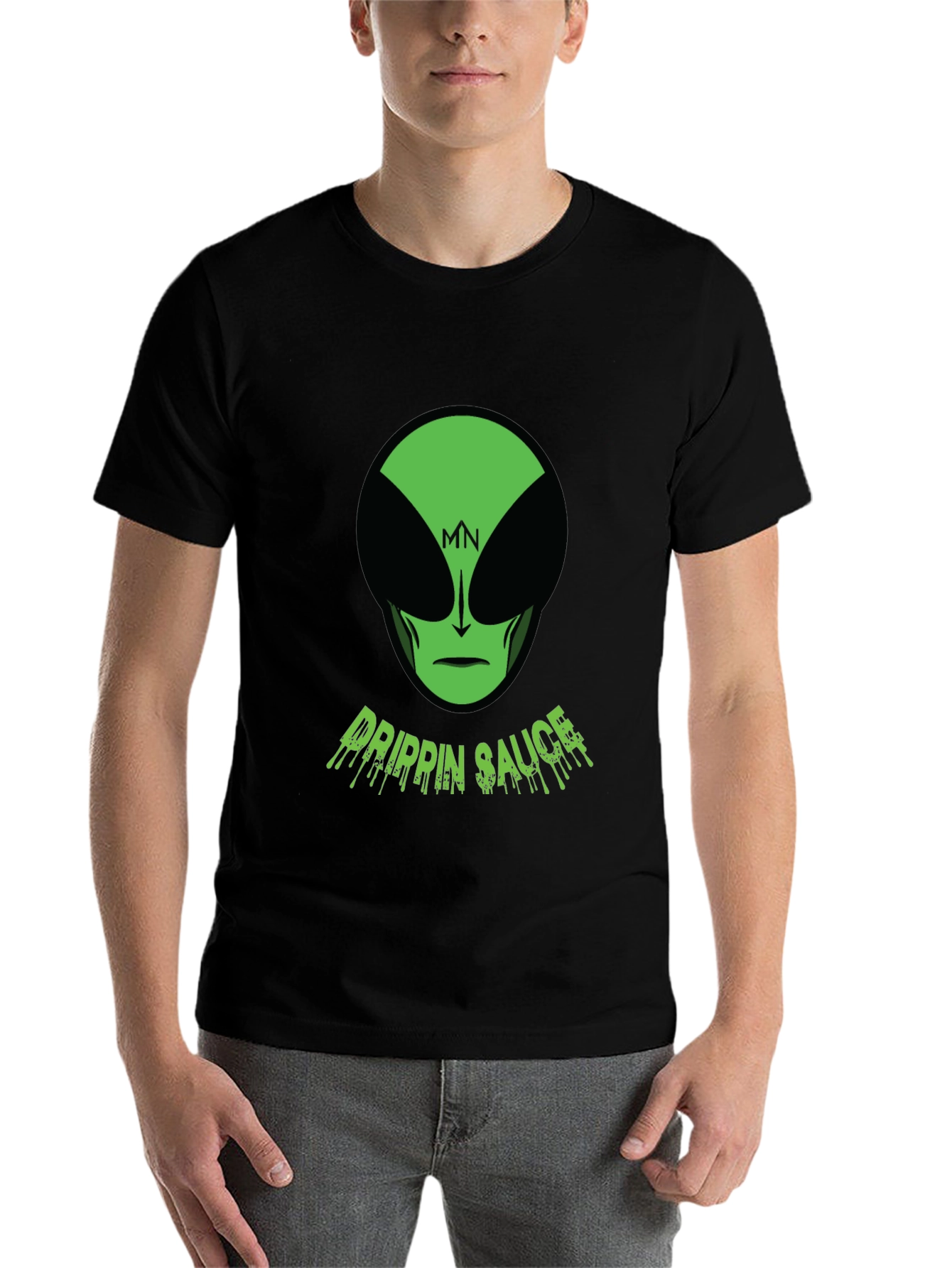 Black Men's Black Drippin' Sauce Alien Graphic Tee view 7