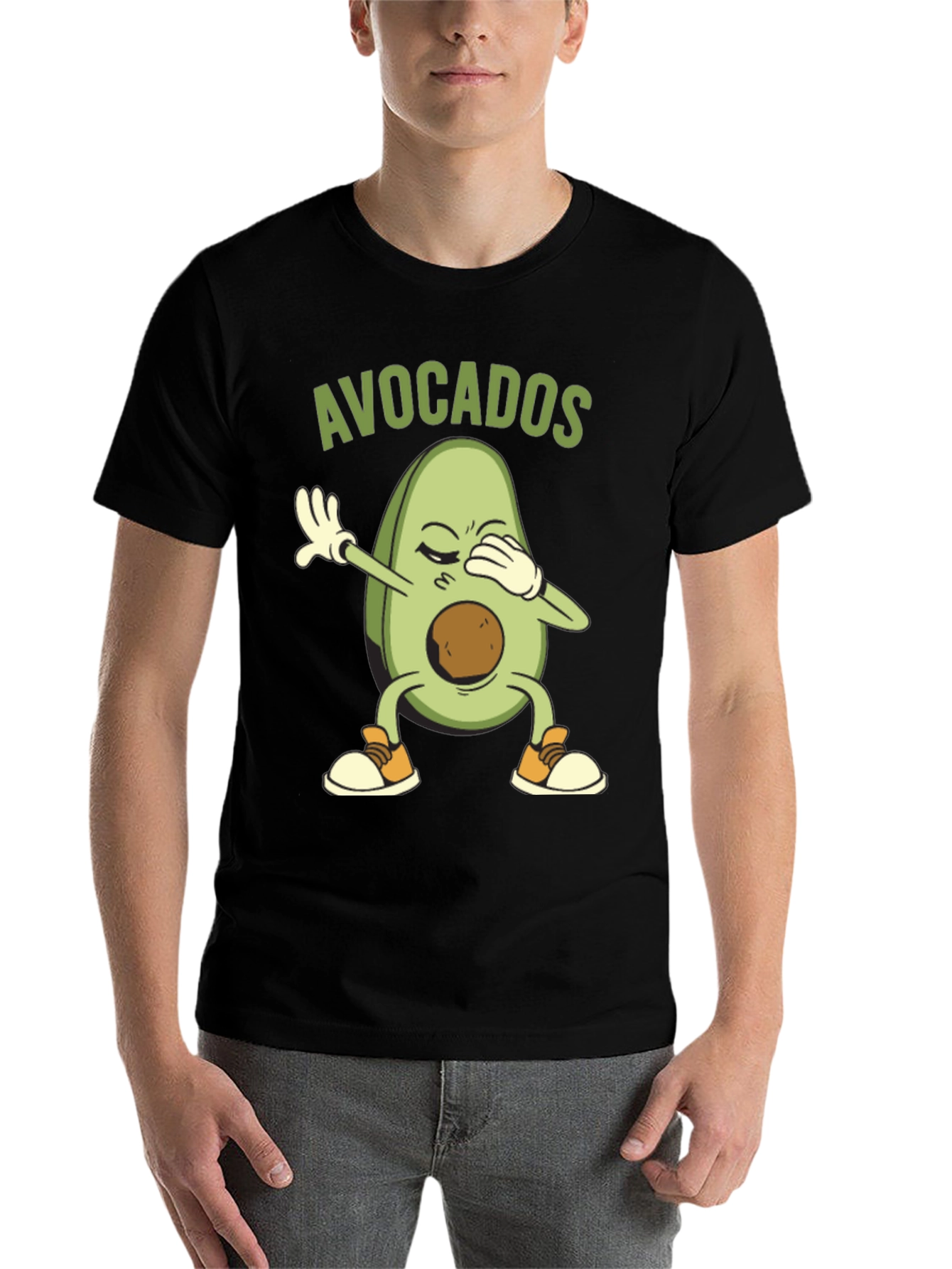 Black Avocado Dabbing Graphic Tee - Novelty T-Shirt view 7