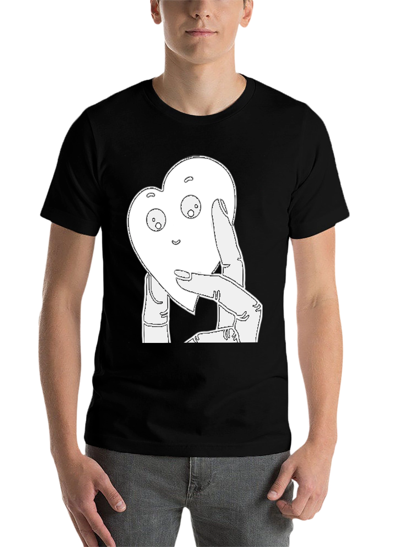 Black Heart-Shaped Friend Graphic Tee - Black view 7