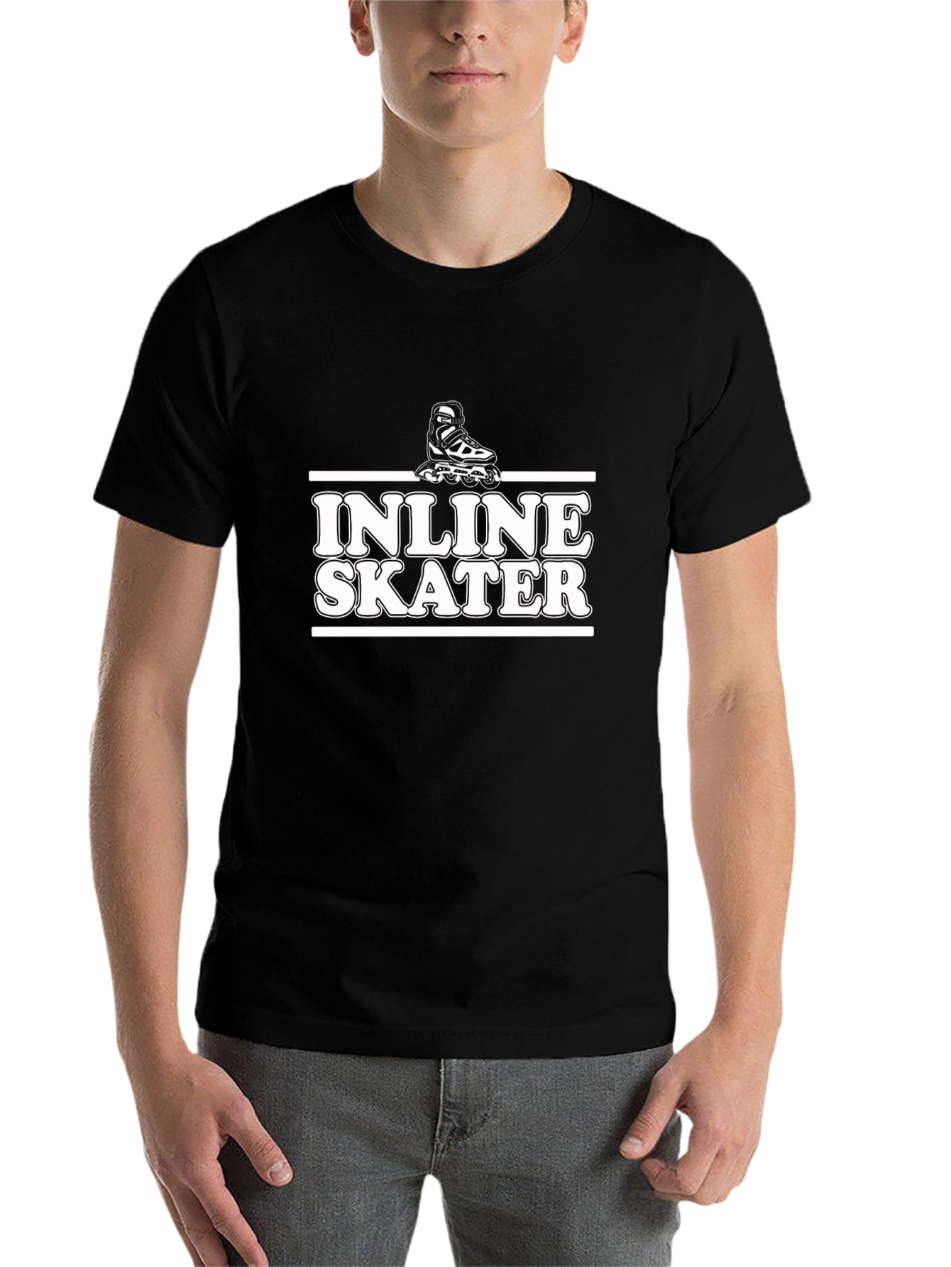 Black Inline Skater Graphic T-Shirt - Black Cotton Tee view 7