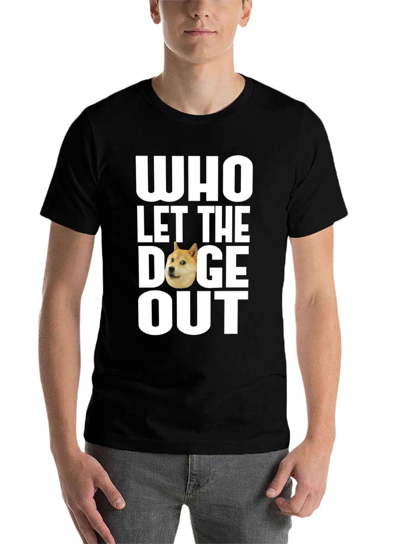 Black Who Let the Doge Out T-Shirt - Funny Meme Tee view 7