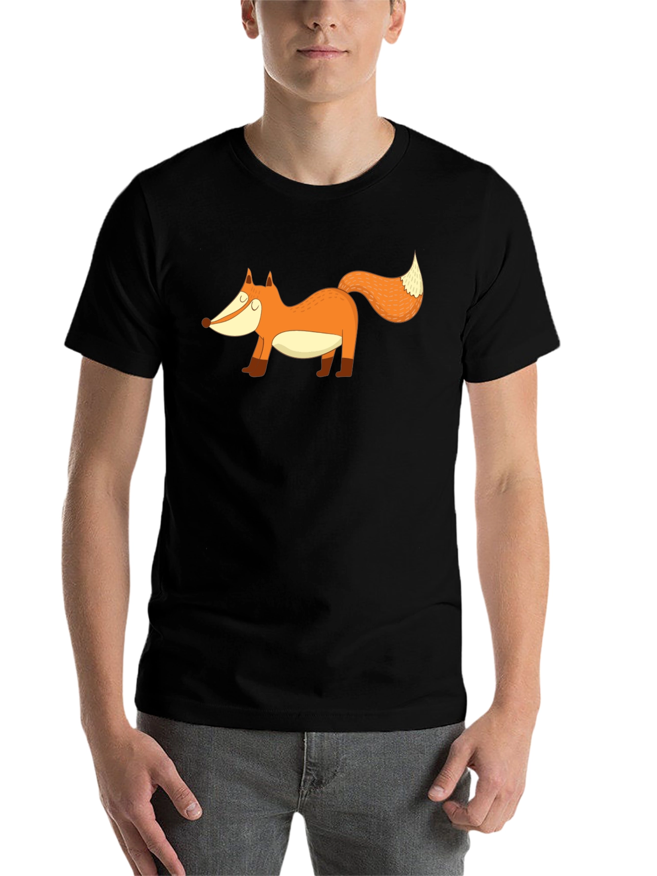 Black Fox Graphic Tee - Black Cotton Blend Casual T-Shirt view 7