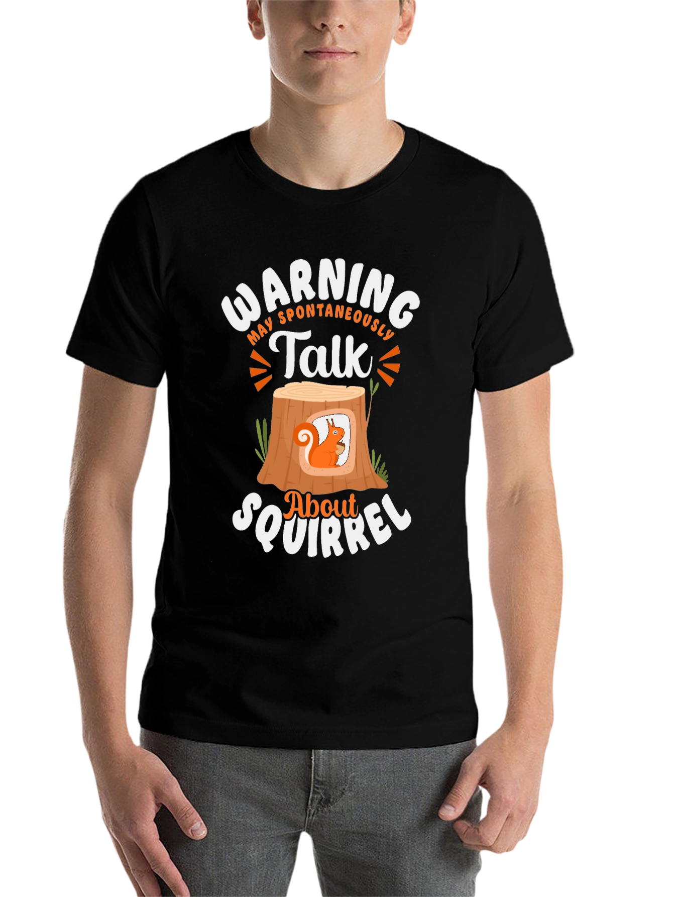Black Warning Spontaneous Squirrel Talk T-Shirt view 7