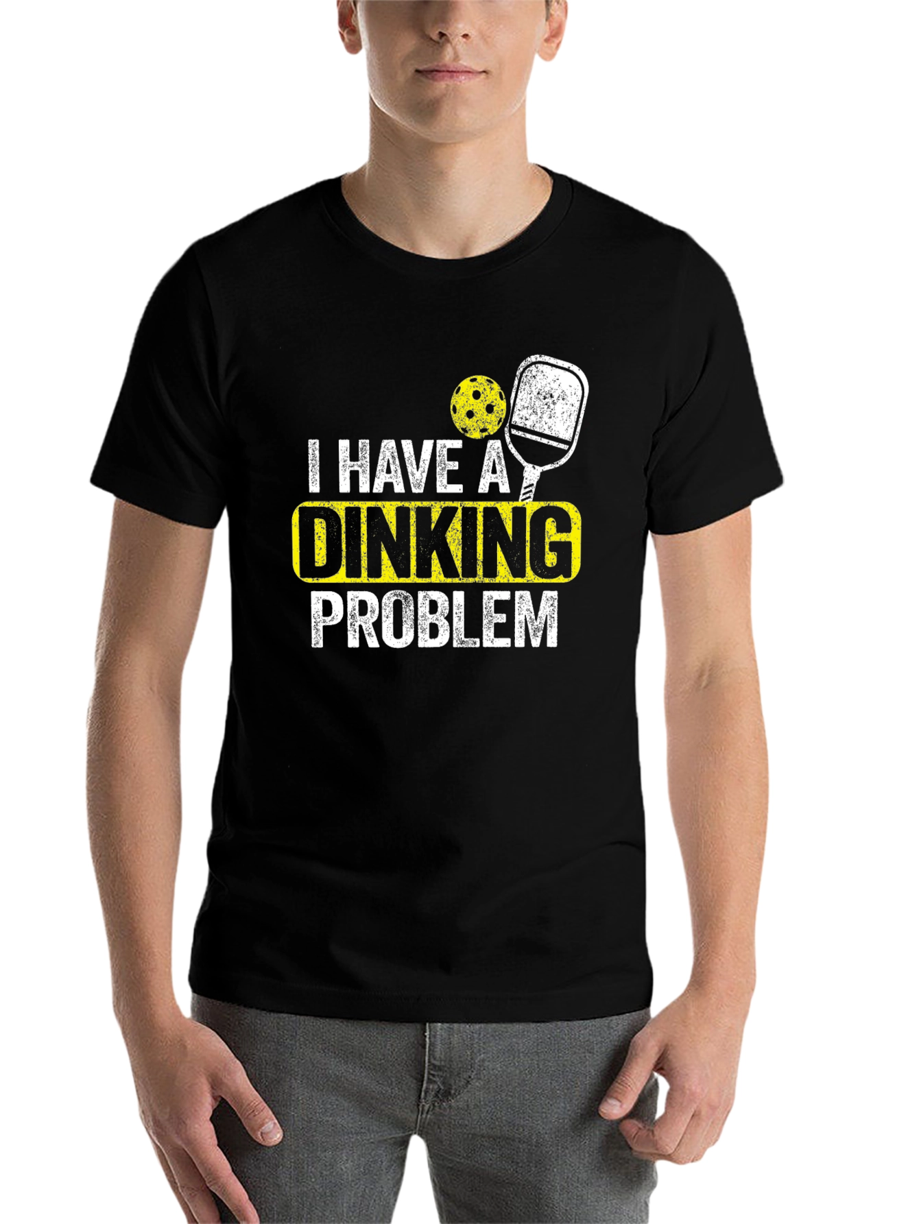 Black Dinking Problem Pickleball T-Shirt view 7